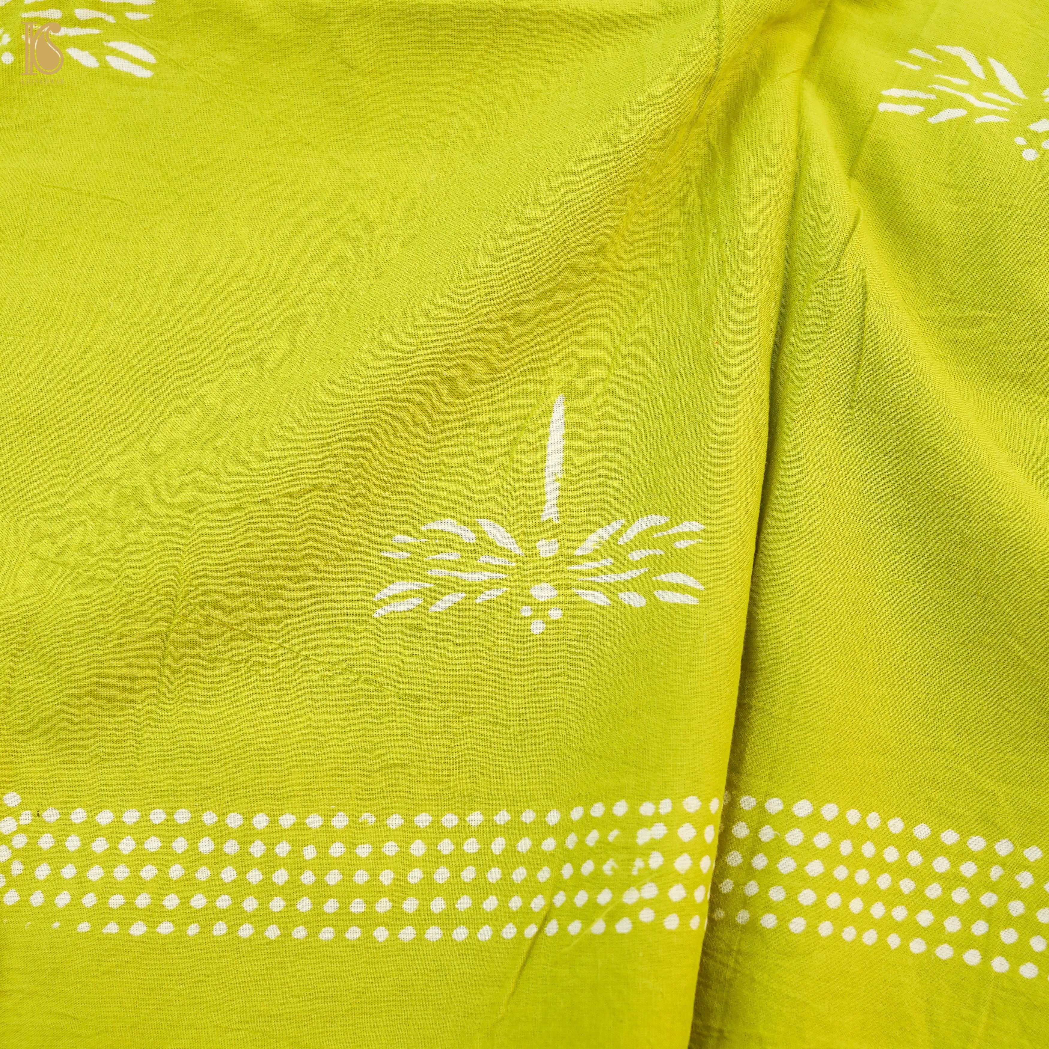 Barberry Green Pure Mul Cotton Ajrakh Saree - Khinkhwab