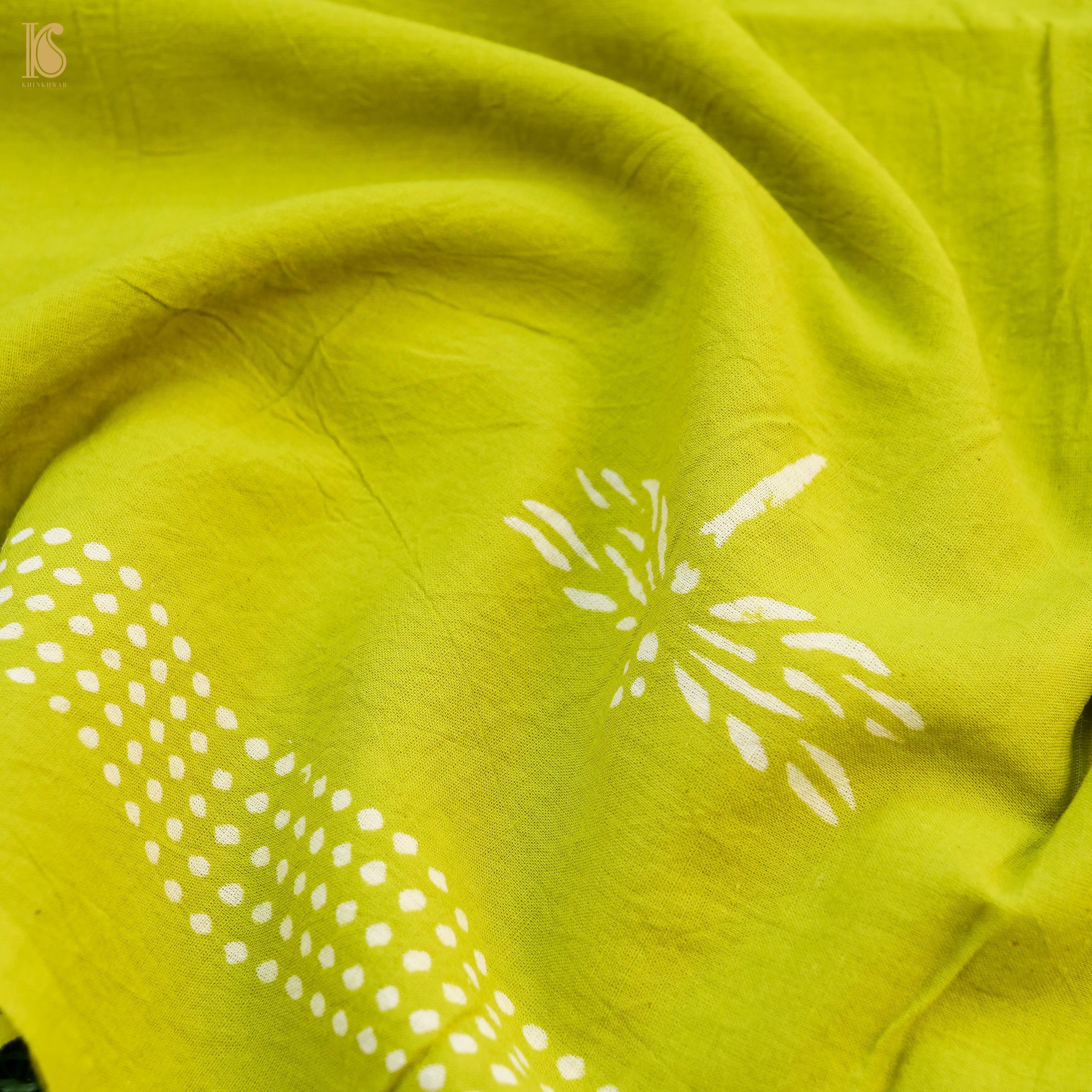 Barberry Green Pure Mul Cotton Ajrakh Saree - Khinkhwab