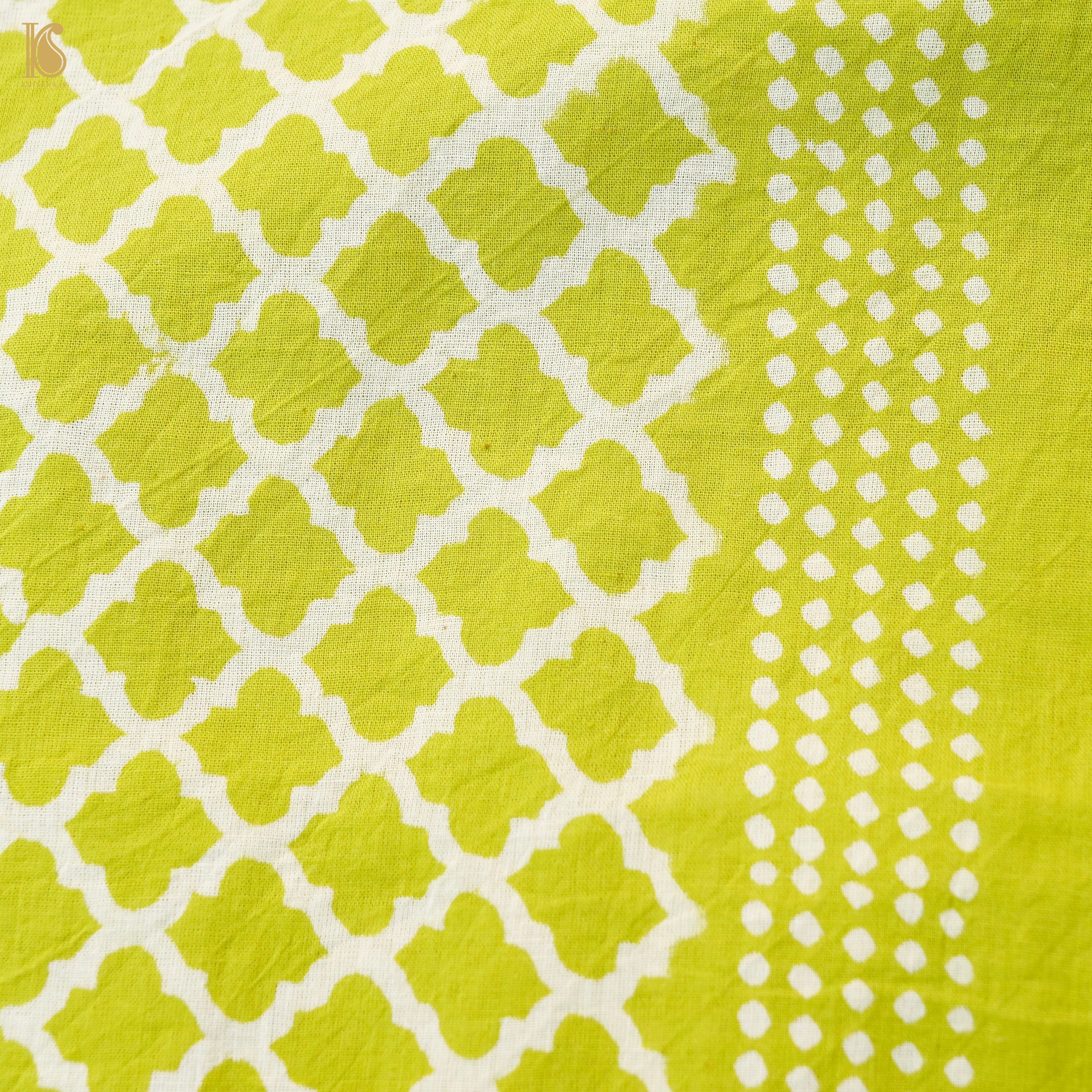 Barberry Green Pure Mul Cotton Ajrakh Saree - Khinkhwab