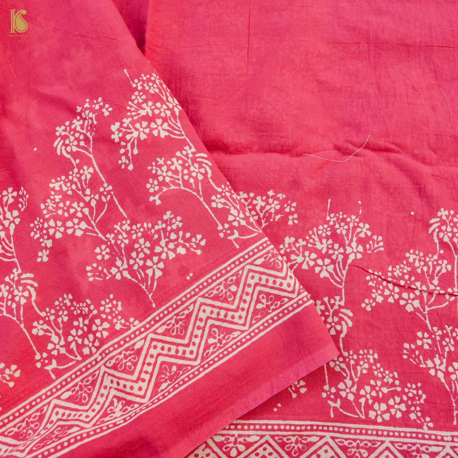 Red Pure Mul Cotton Ajrakh Saree - Khinkhwab