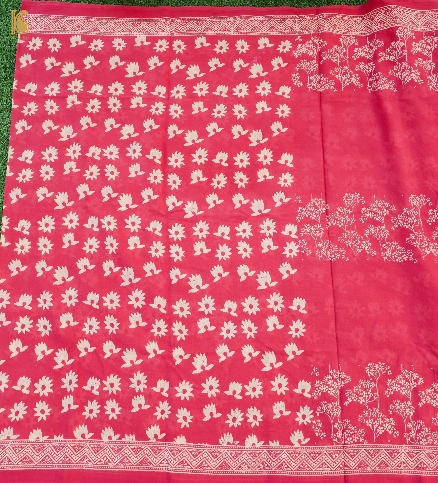 Red Pure Mul Cotton Ajrakh Saree - Khinkhwab