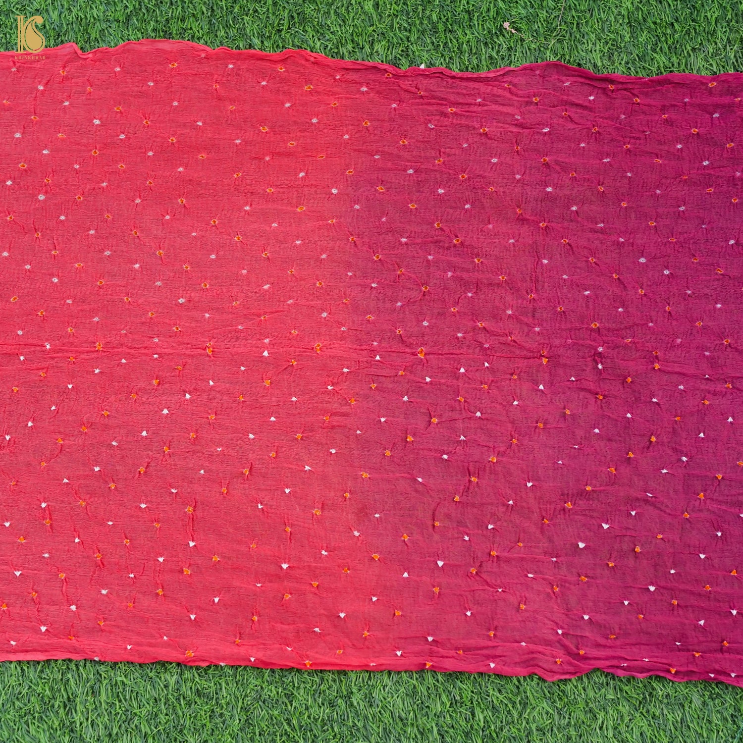 Purple & Pink Pure Georgette Bandhani Stole - Khinkhwab