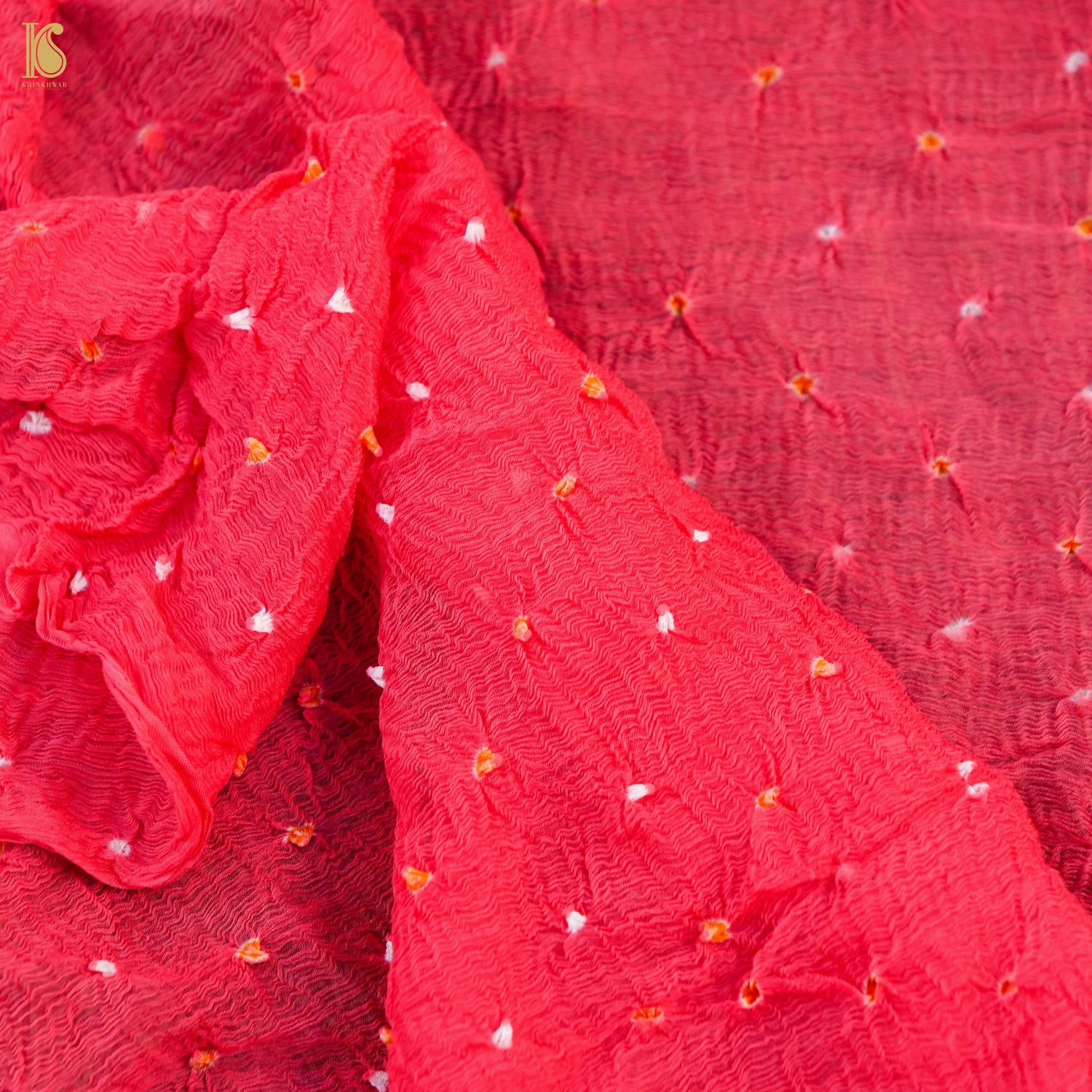 Purple & Pink Pure Georgette Bandhani Stole - Khinkhwab