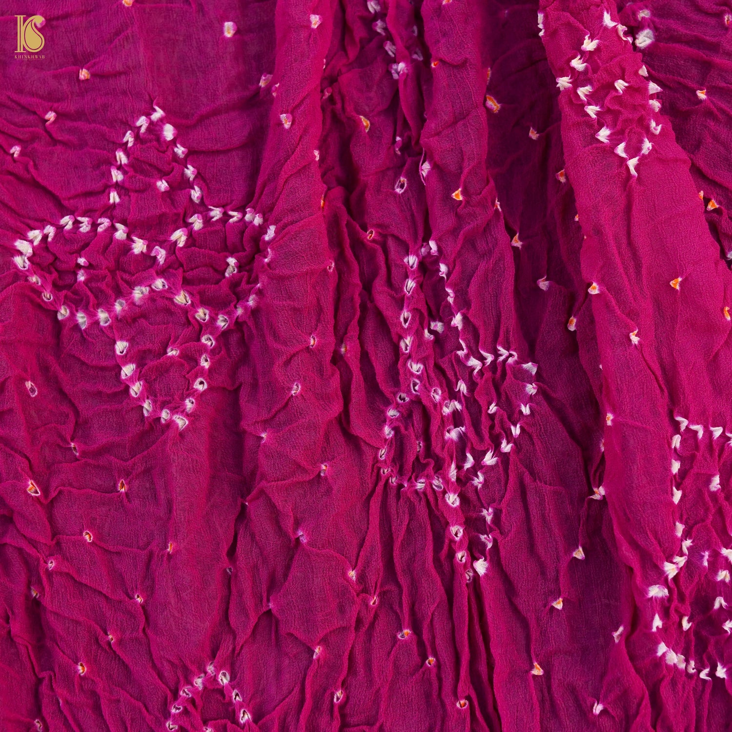 Purple & Orange Pure Georgette Bandhani Stole - Khinkhwab