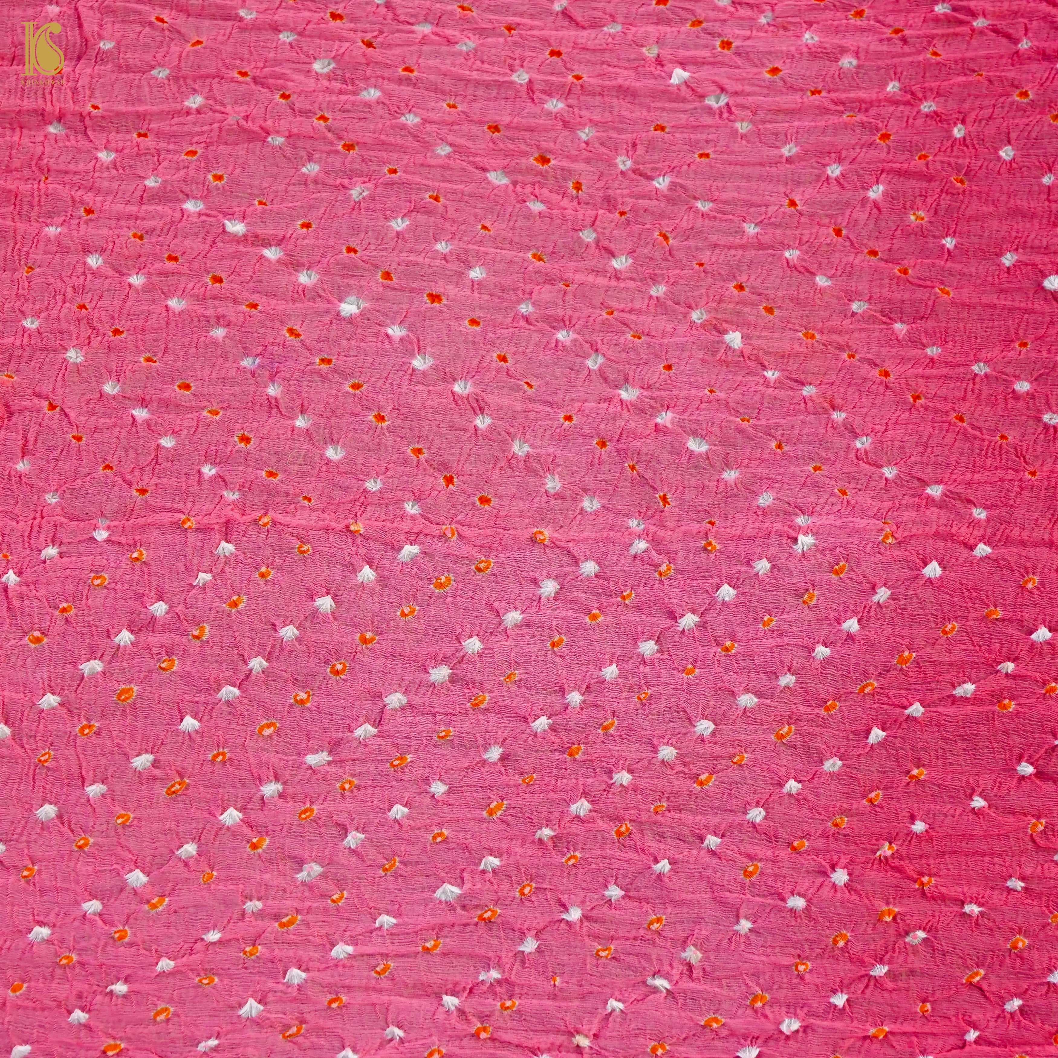 Shaded Pink Pure Georgette Bandhani Stole - Khinkhwab
