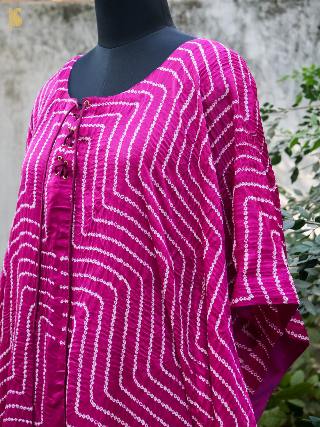 Jazzberry Jam Pure Gajji Silk Bandhani Stitched Kaftan - Khinkhwab