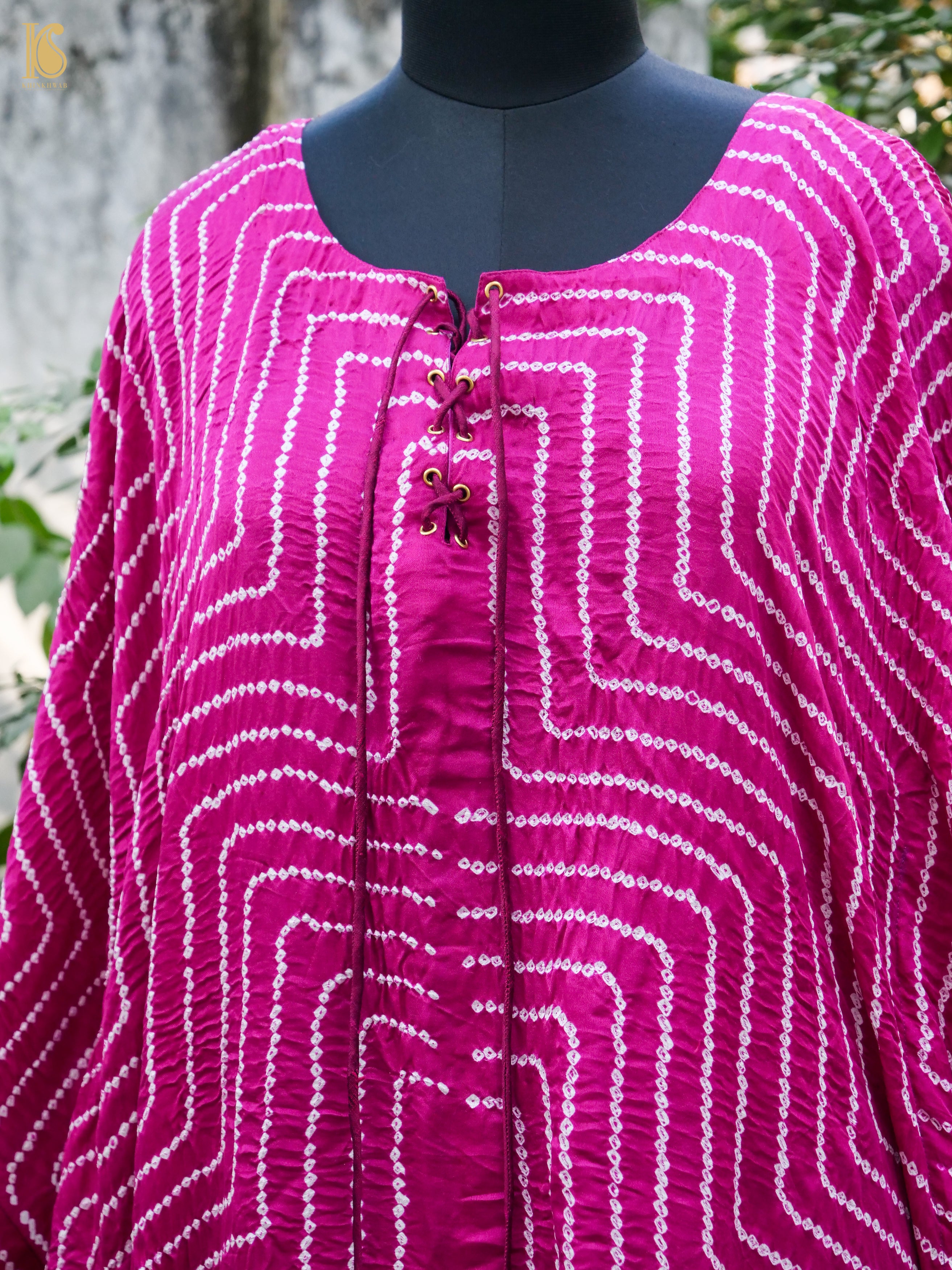 Jazzberry Jam Pure Gajji Silk Bandhani Stitched Kaftan - Khinkhwab