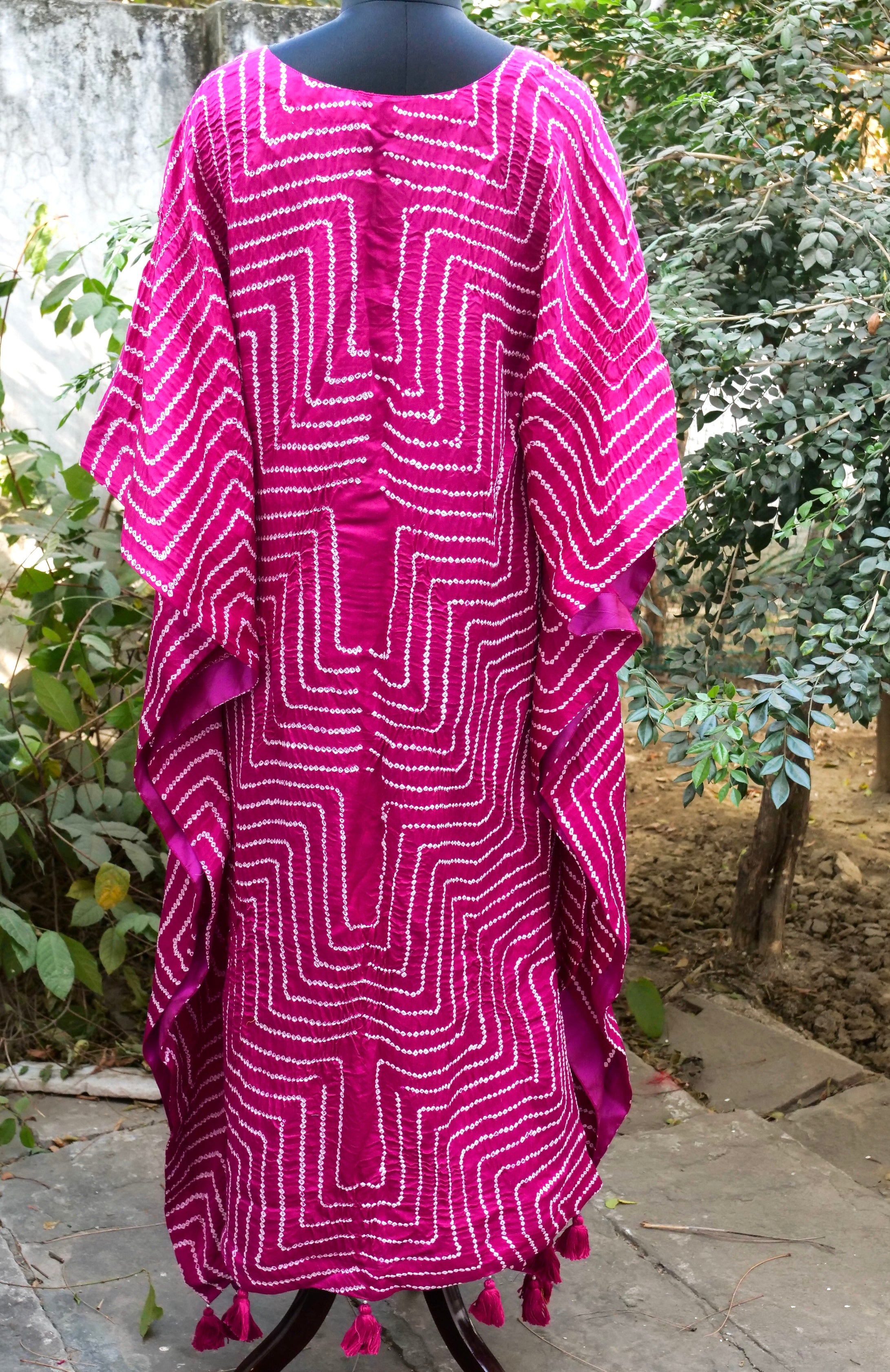 Jazzberry Jam Pure Gajji Silk Bandhani Stitched Kaftan - Khinkhwab