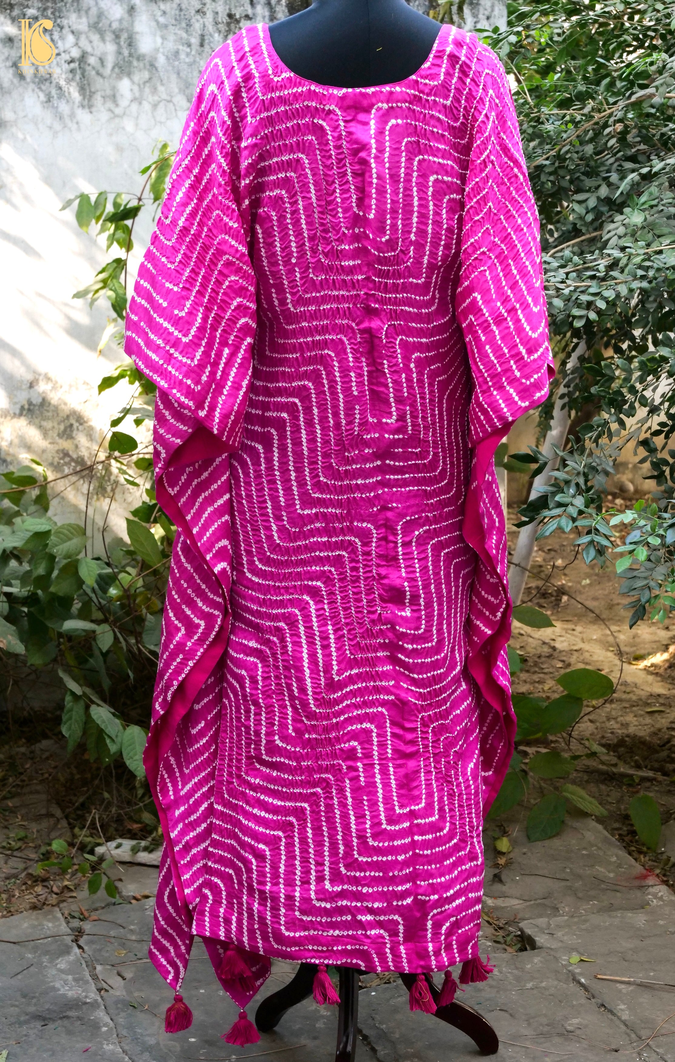 Violet Pure Gajji Silk Bandhani Stitched Kaftan - Khinkhwab