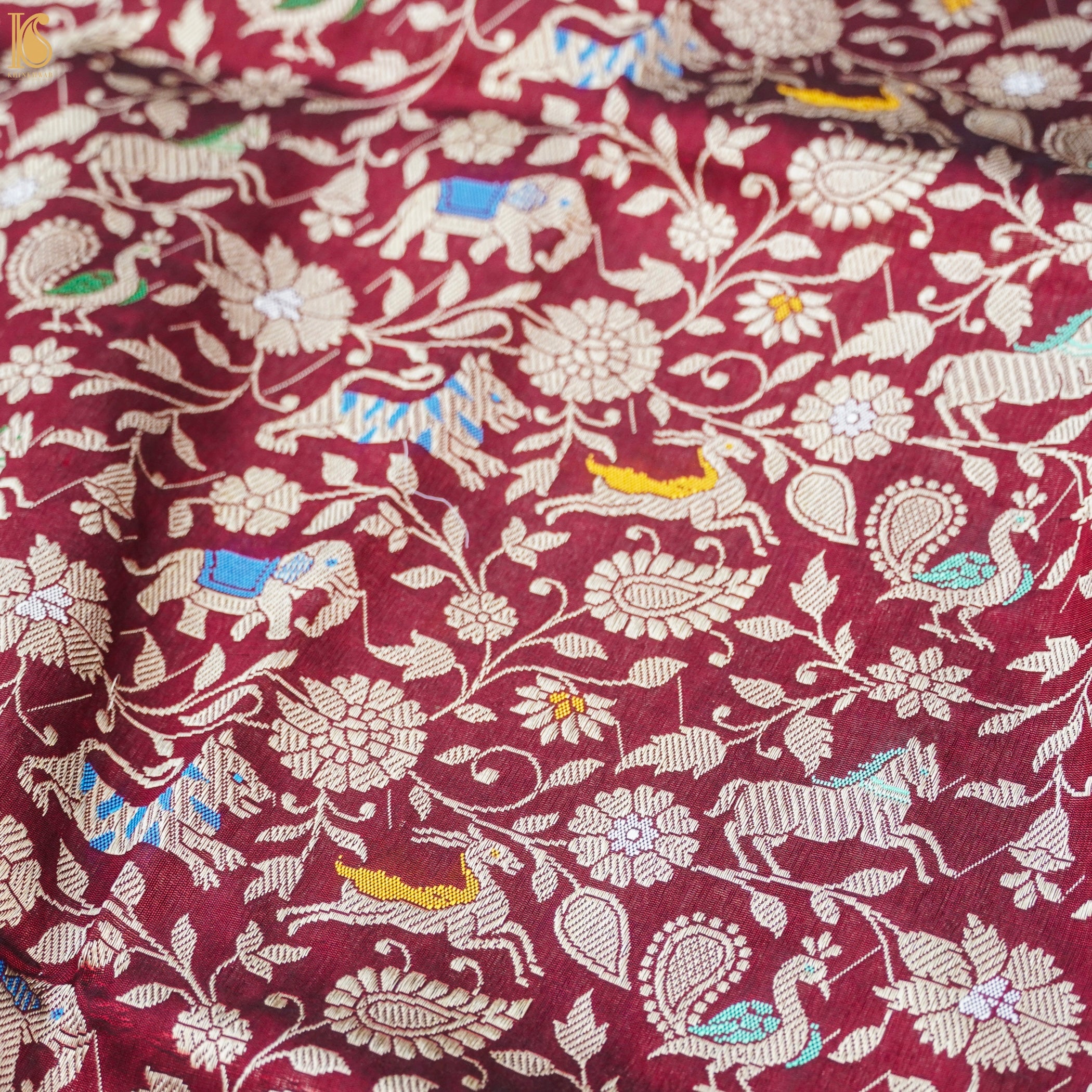 Old Rose Red Pure Katan Silk Handwoven Banarasi Shikargah Dupatta - Khinkhwab