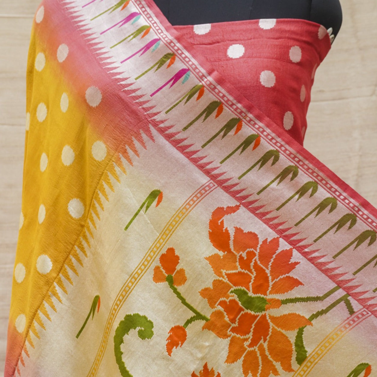 Mandy Orange Handwoven Pure Tussar Silk Banarasi Suit Set - Khinkhwab