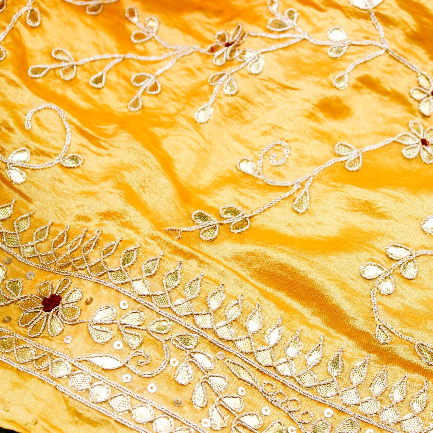 Kournikova Yellow Pure Organza Silk Dupatta with Gotta Patti Embroidery - Khinkhwab