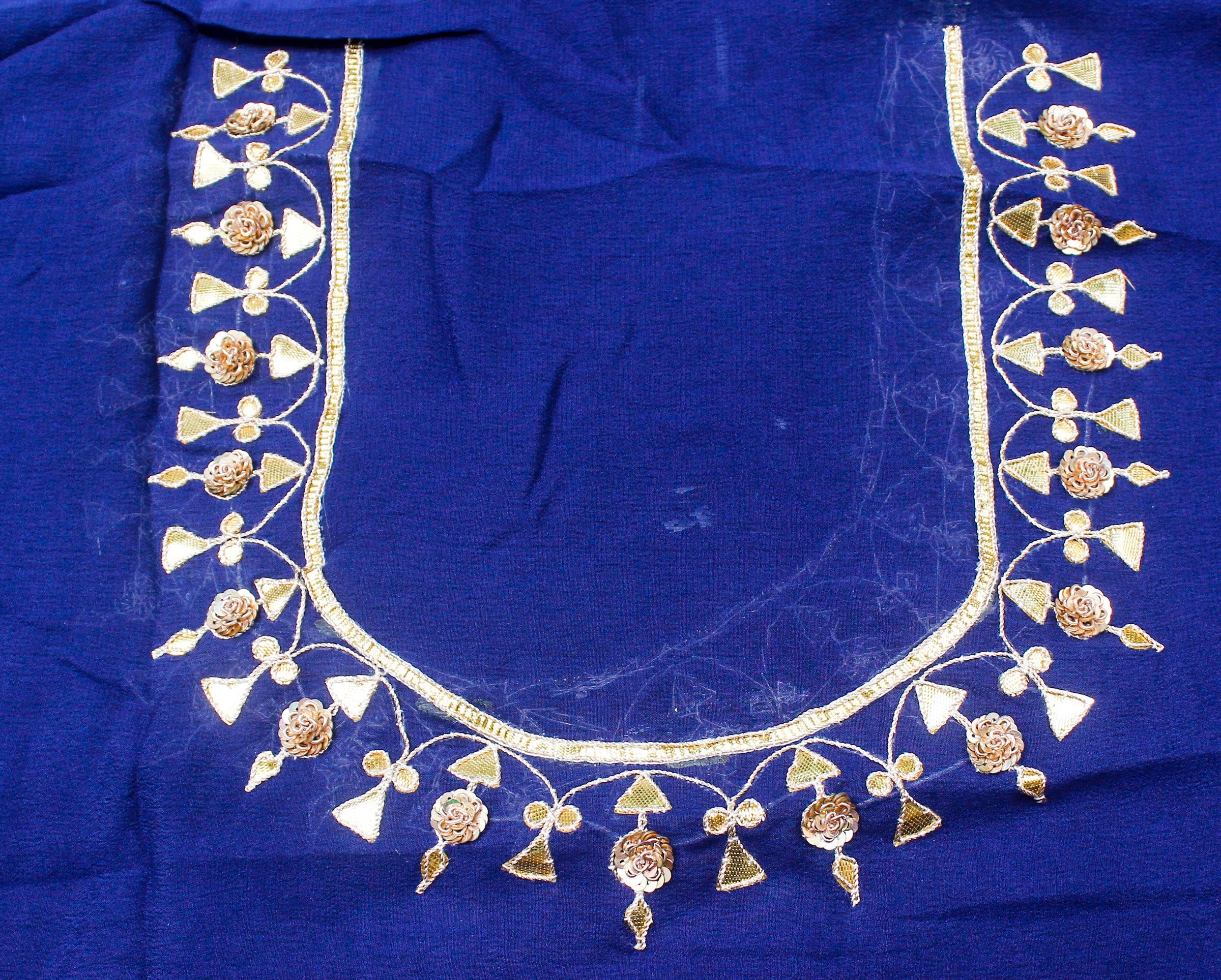 Midnight Blue Handloom Pure Georgette Banarasi Gotta Patti & Zardoz Saree - Khinkhwab