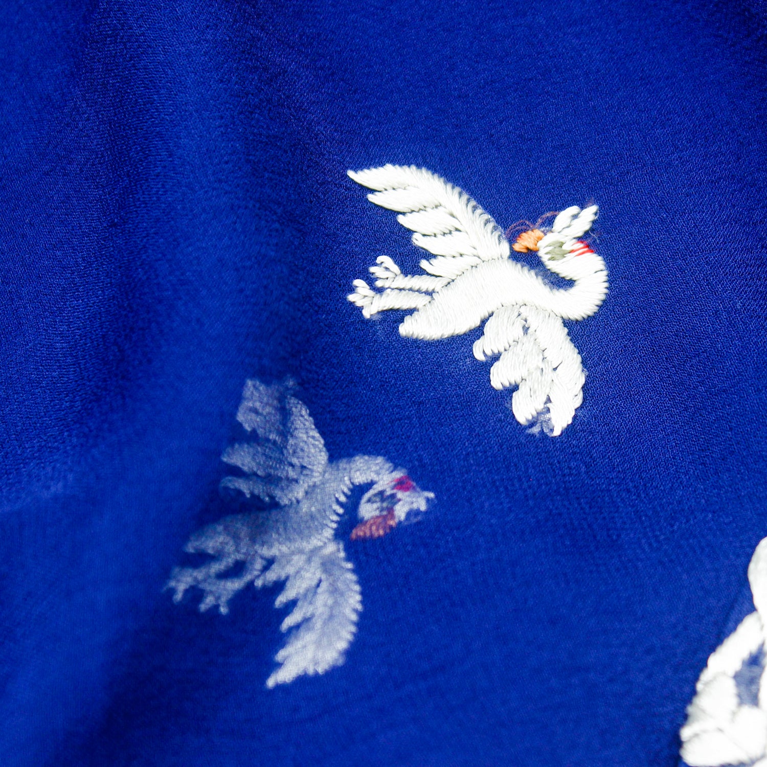 Smalt Blue Handcrafted Parsi Gara Pure Georgette Dupatta - Khinkhwab