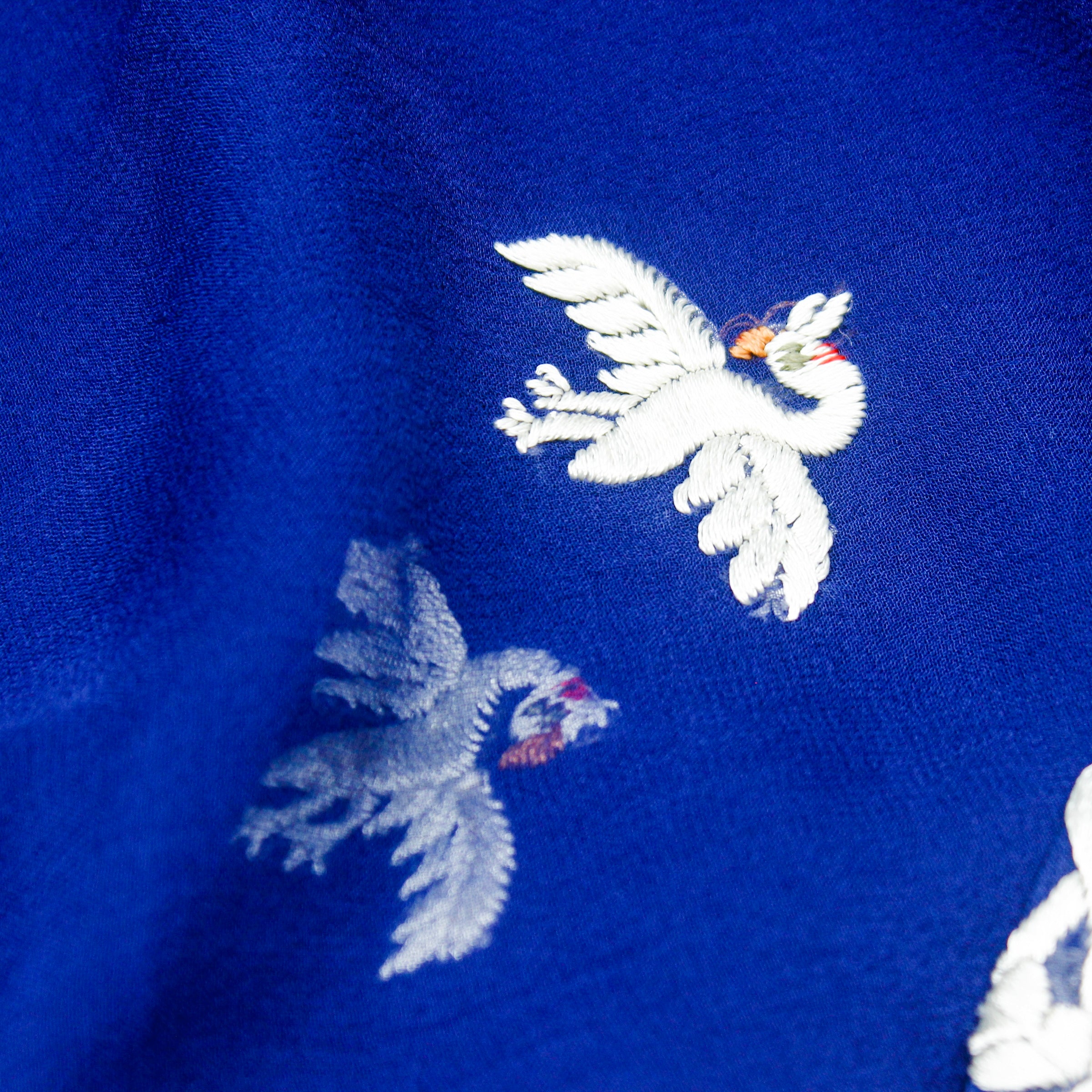 Smalt Blue Handcrafted Parsi Gara Pure Georgette Dupatta - Khinkhwab