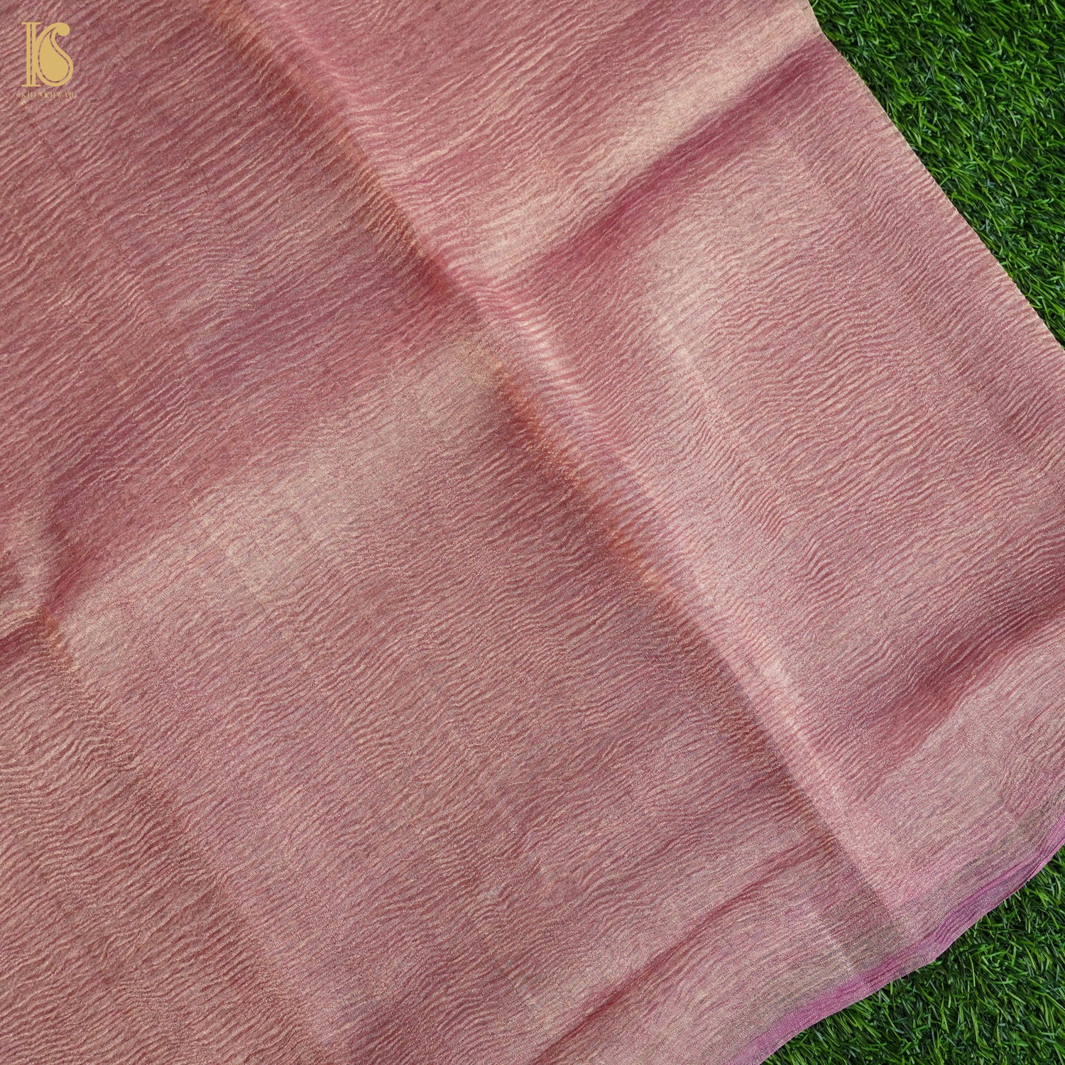 Turkish Rose Wrinkle Pure Tissue Silk Saree - Khinkhwab