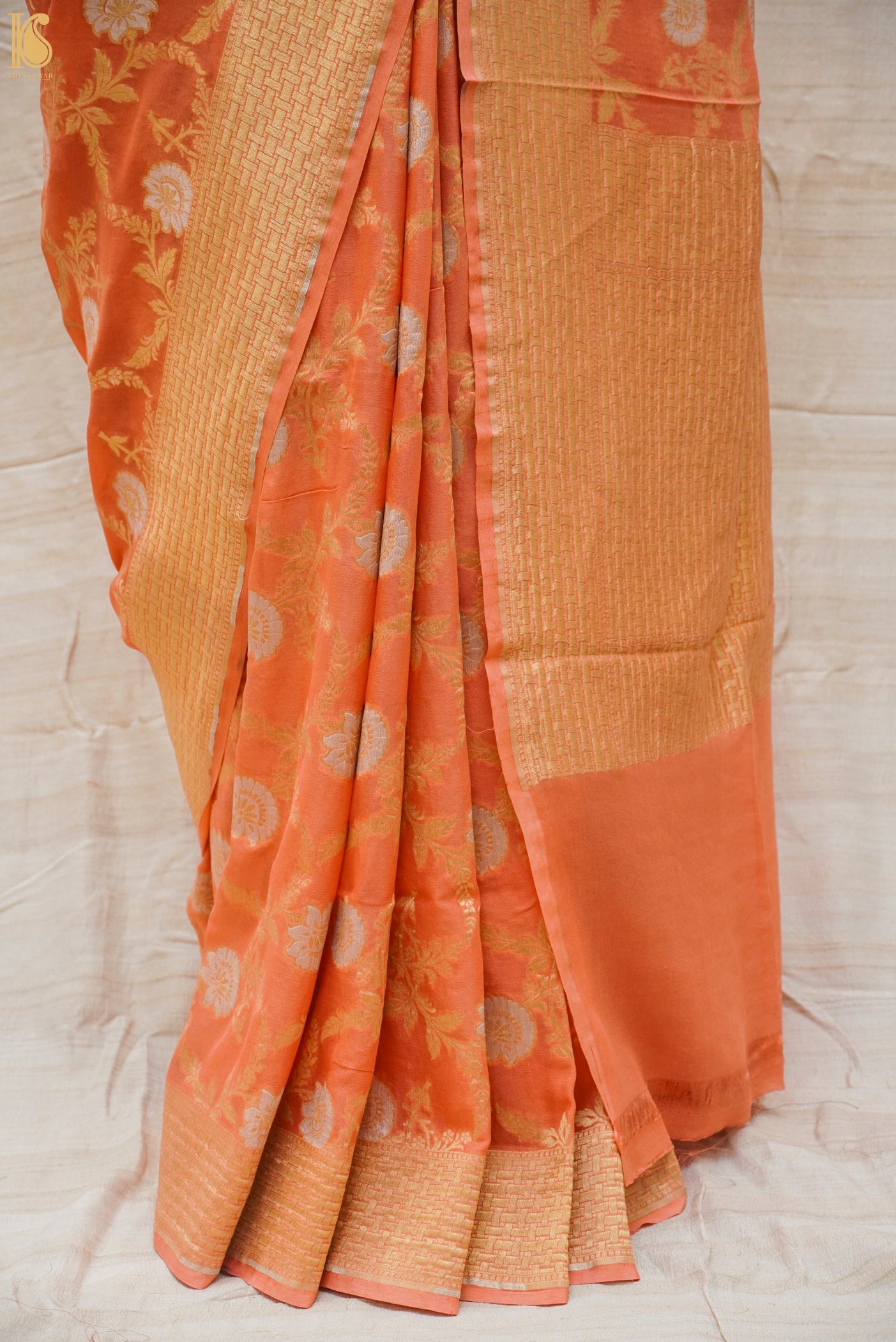 Pure Georgette Handloom Banarasi Peony Saree - Khinkhwab