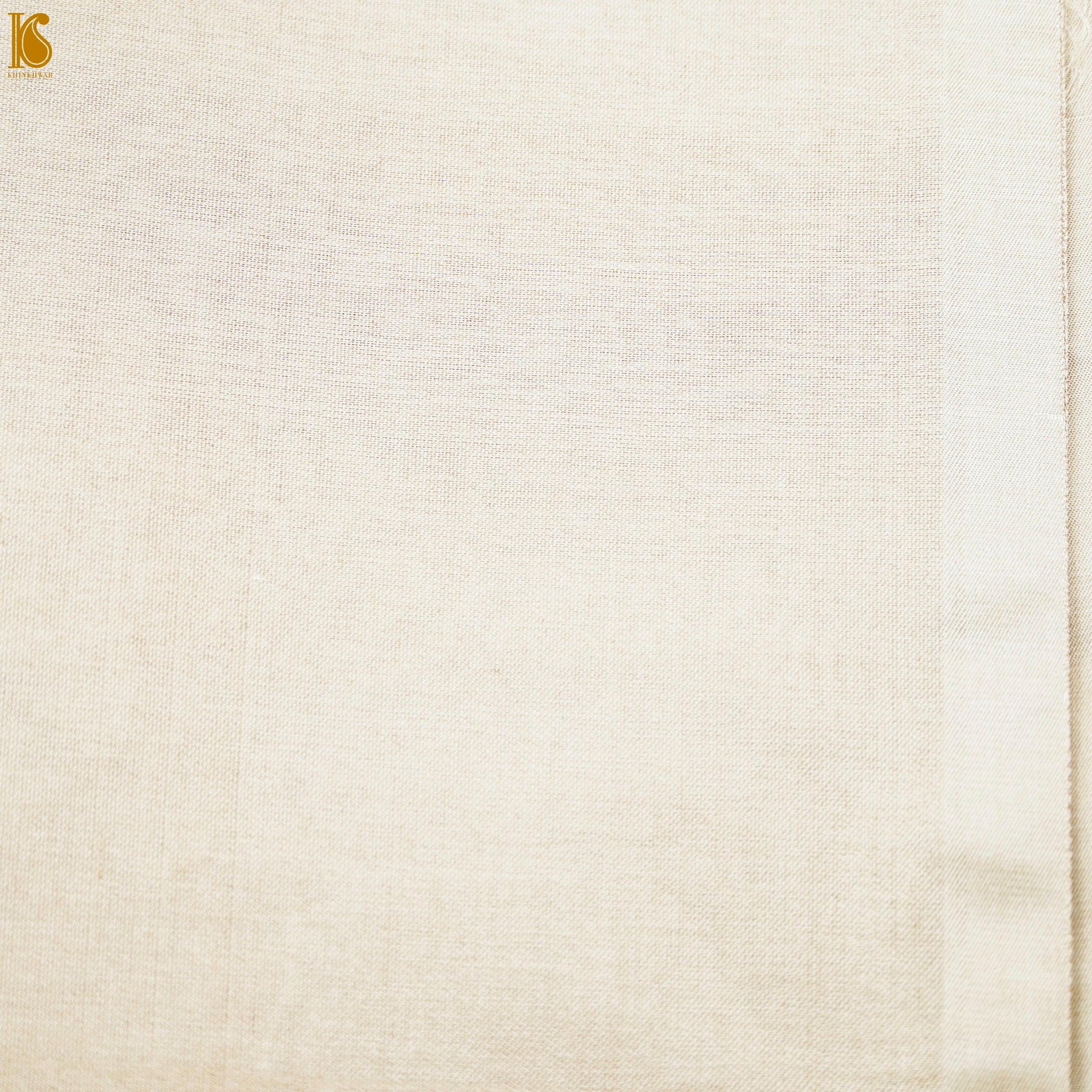 Cotton Seed Beige Handloom Pure Katan Silk Banarasi Kadwa Saree - Khinkhwab