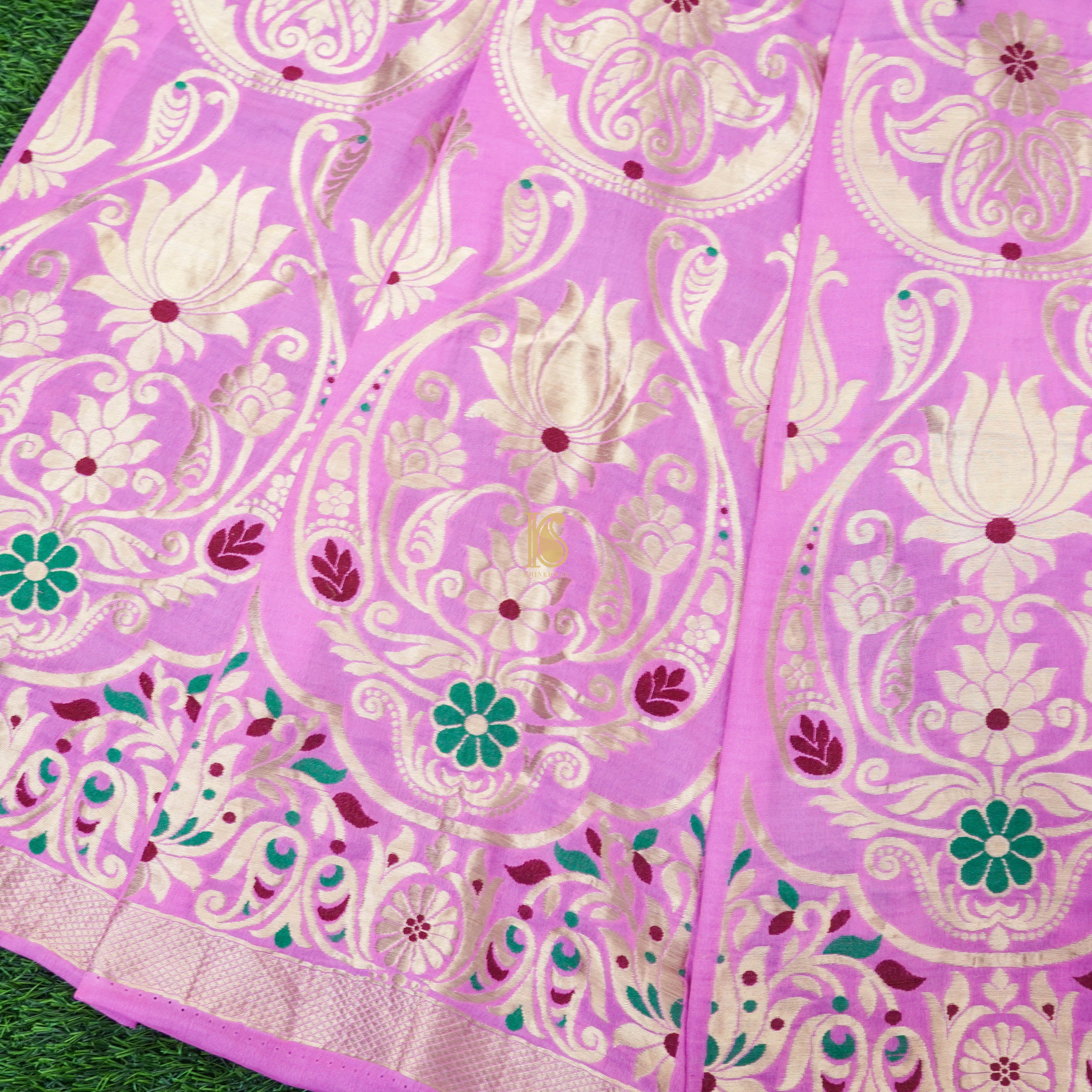Handloom Pure Georgette Kalidar Banarasi Meenakari Lehenga - Khinkhwab