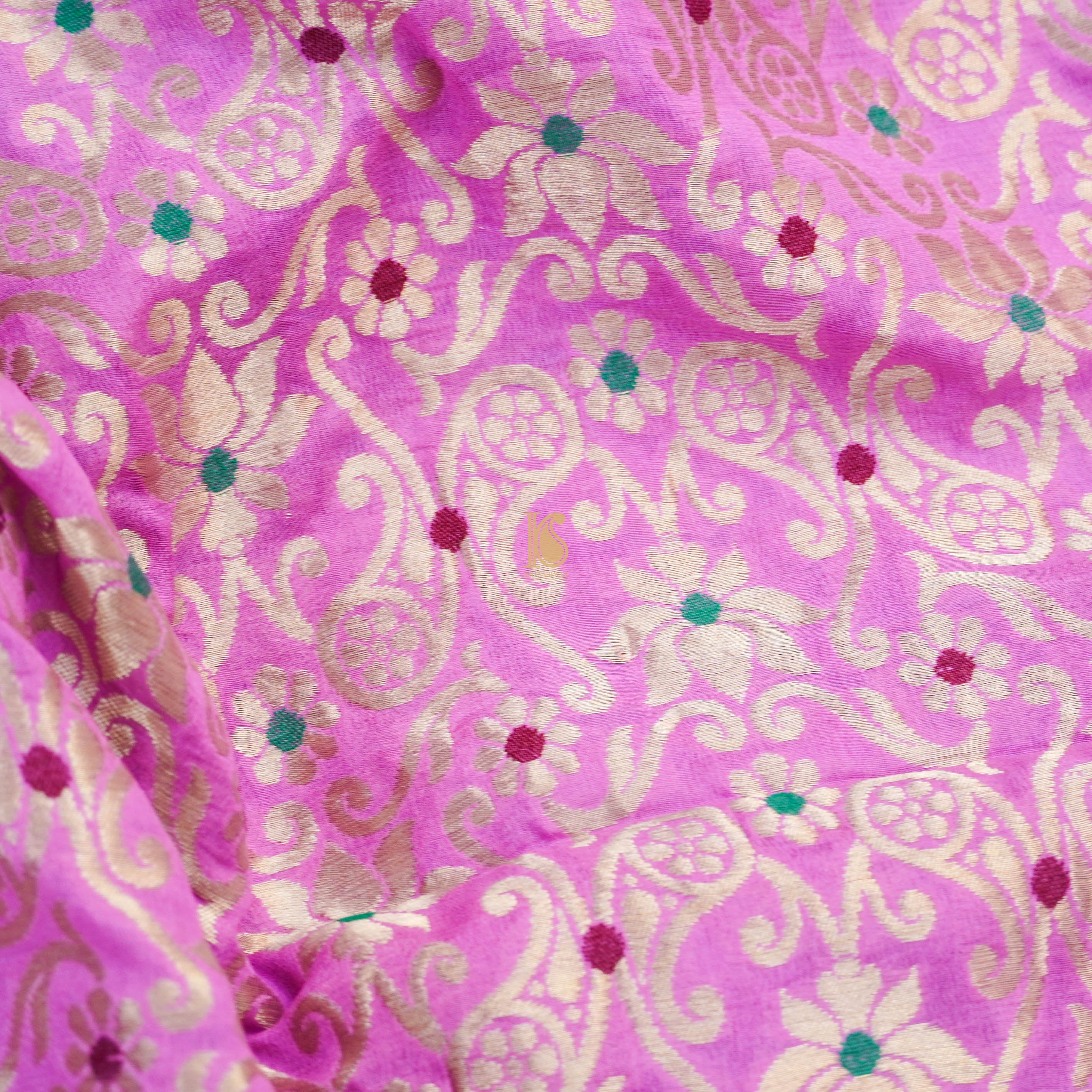 Handloom Pure Georgette Kalidar Banarasi Meenakari Lehenga - Khinkhwab