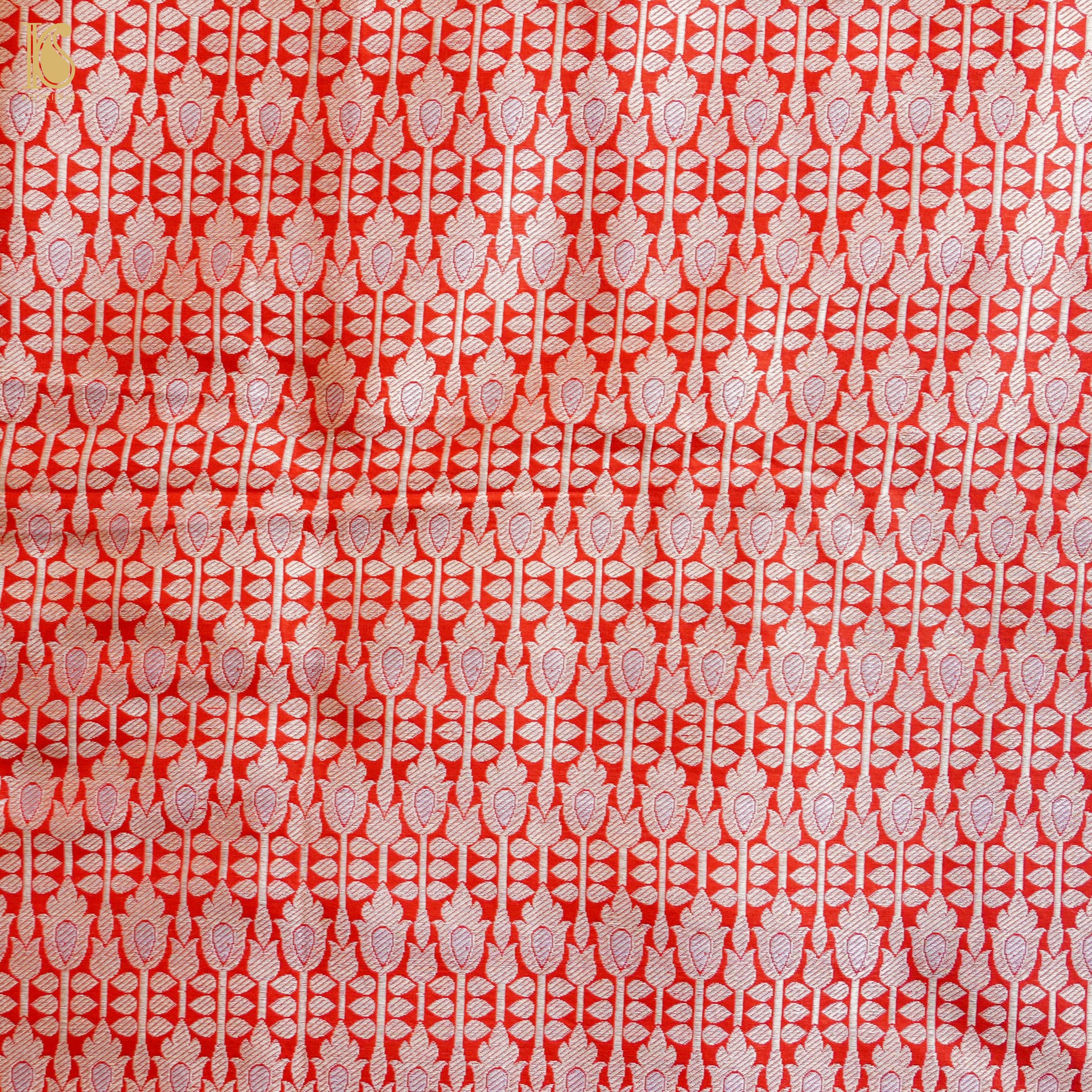 Pink & Red Handwoven Katan Silk Banarasi Suit Set - Khinkhwab