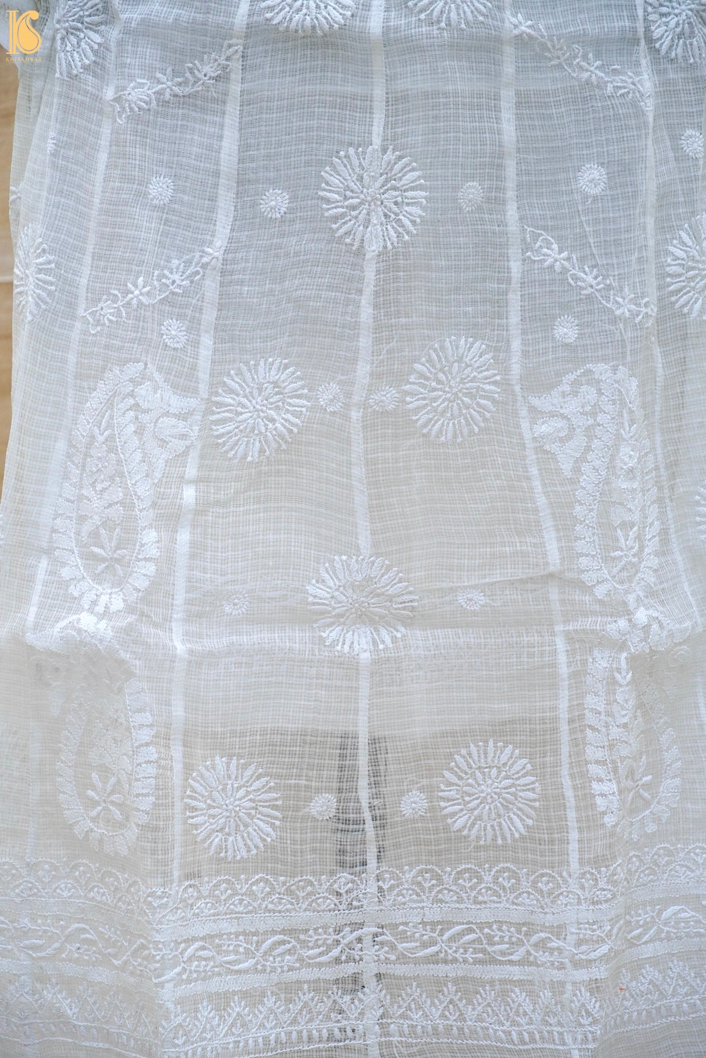 Snow Drift Chikankari Pure Kota Silk & Georgette Anarkali Set - Khinkhwab