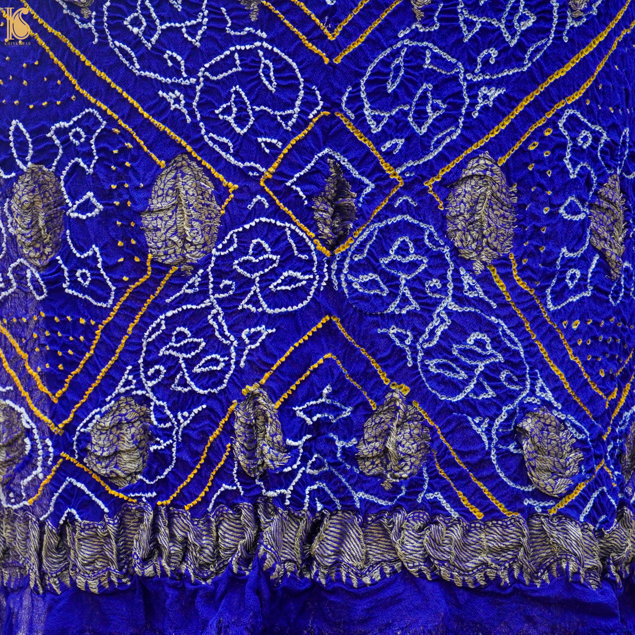 Persian Blue Georgette Handloom Banarasi Bandhani Suit Fabric - Khinkhwab