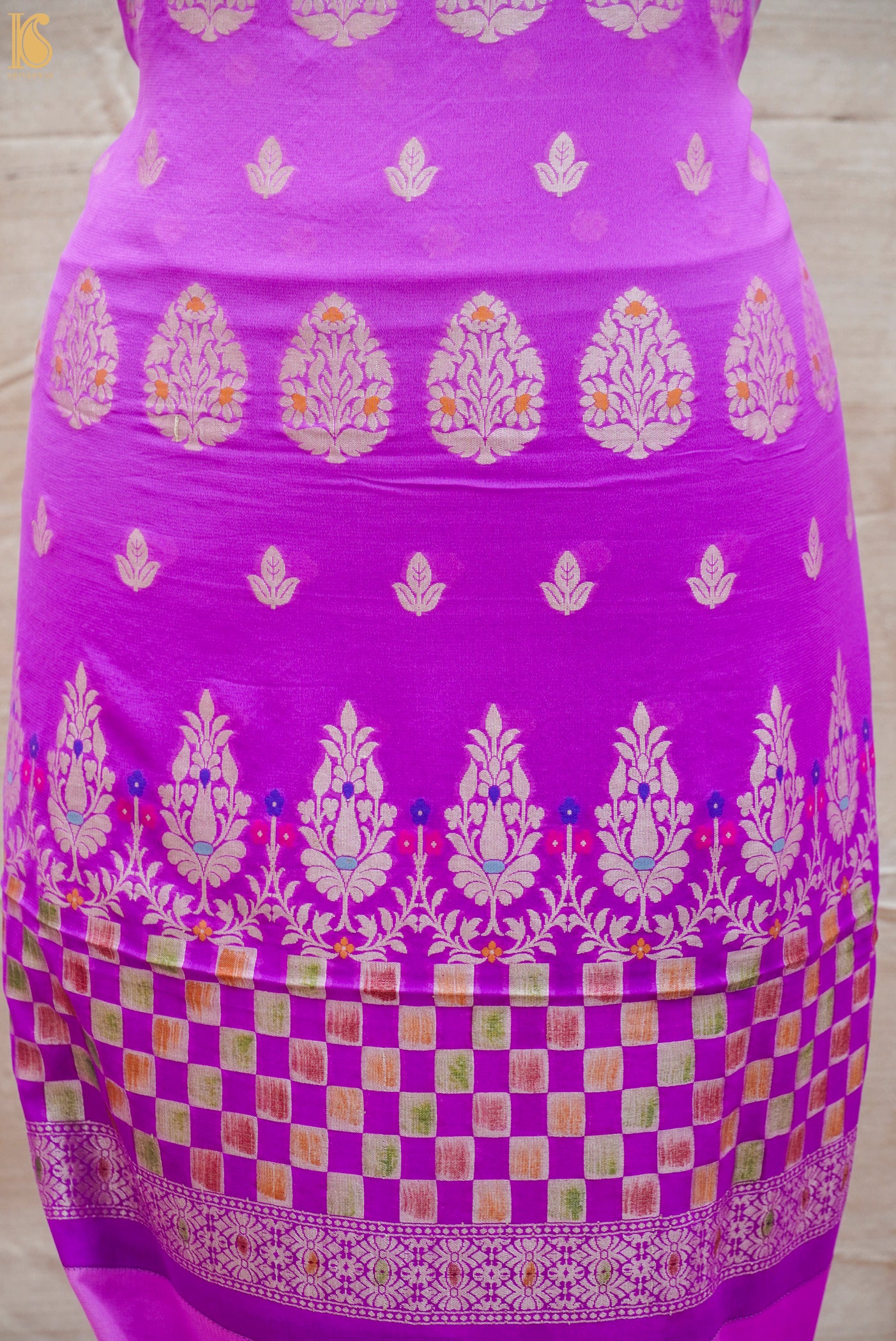 Orchid Purple Pure Georgette Handwoven Banarasi Suit Set - Khinkhwab