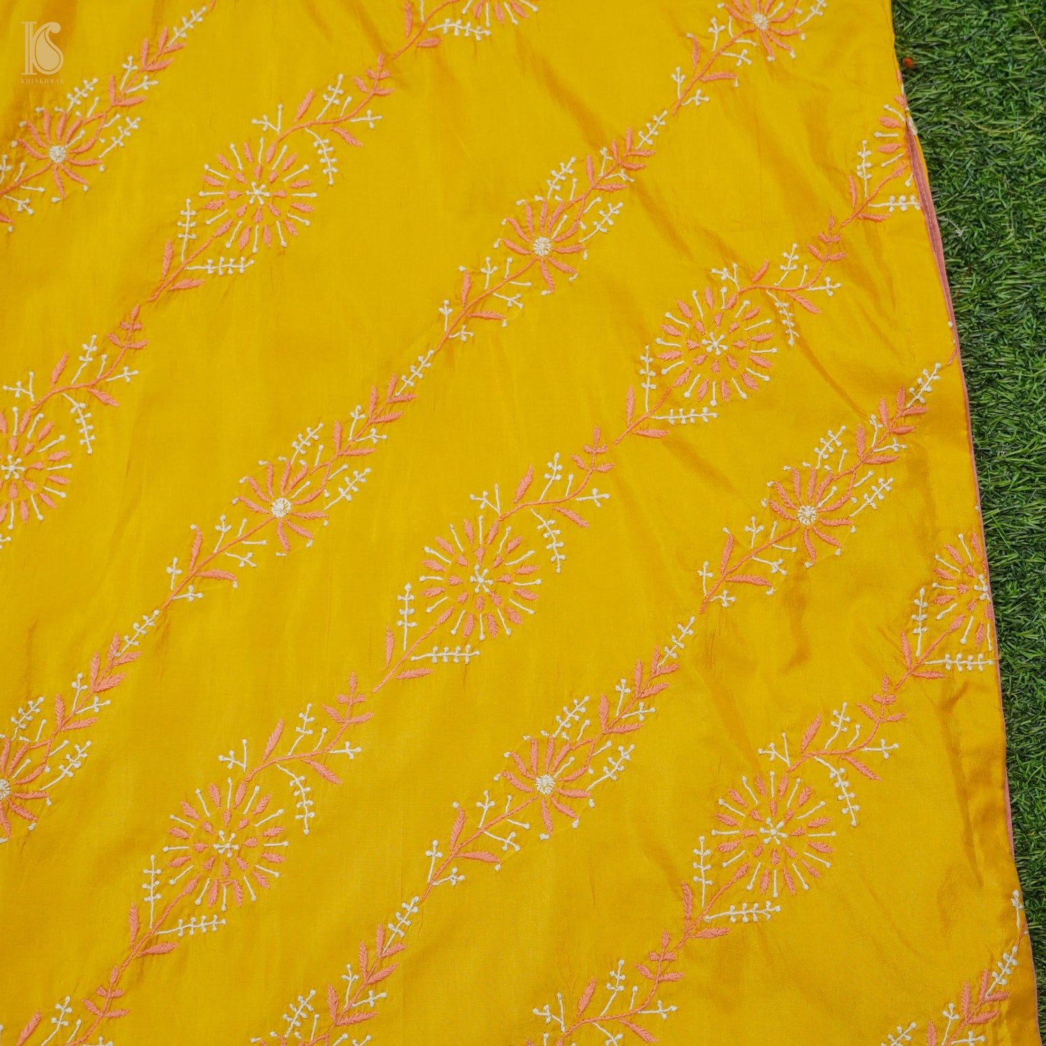 Pure Katan Silk Handwoven Chikankari Stitched Kurta - Khinkhwab