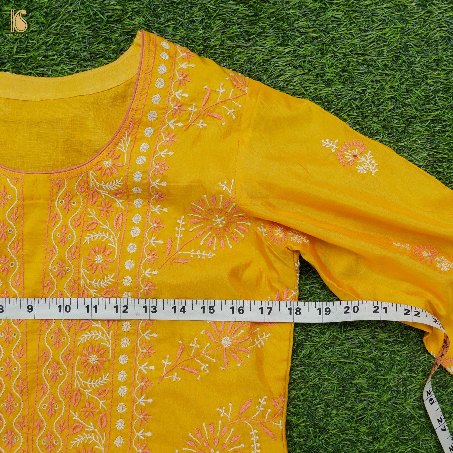 Pure Katan Silk Handwoven Chikankari Stitched Kurta - Khinkhwab