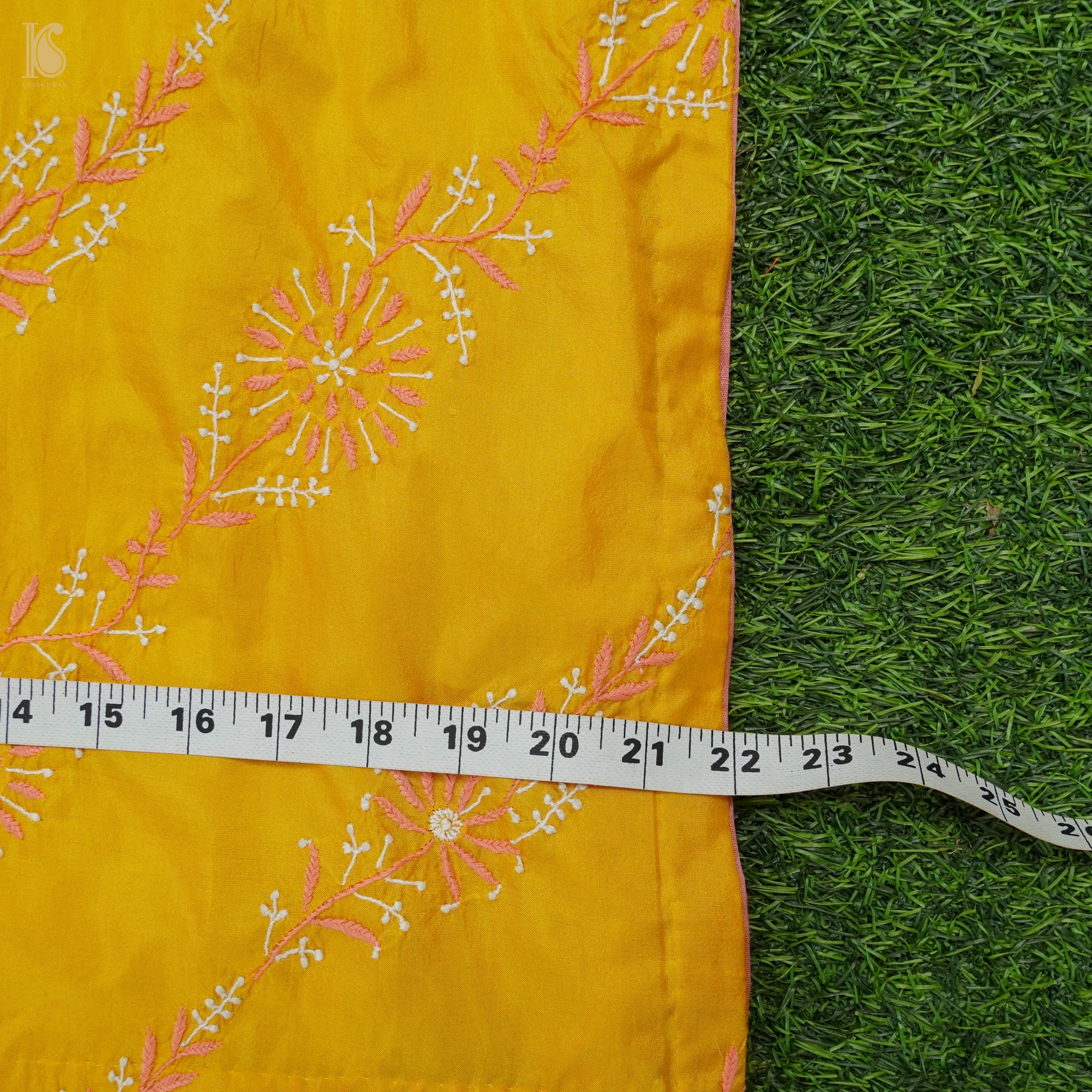 Pure Katan Silk Handwoven Chikankari Stitched Kurta - Khinkhwab