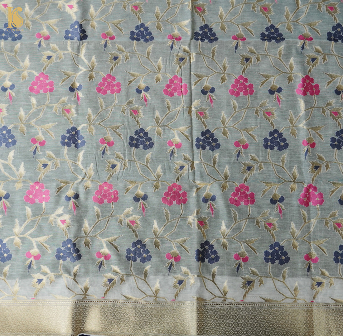 White Cotton Silk Meenakari Banarasi Suit Set - Khinkhwab