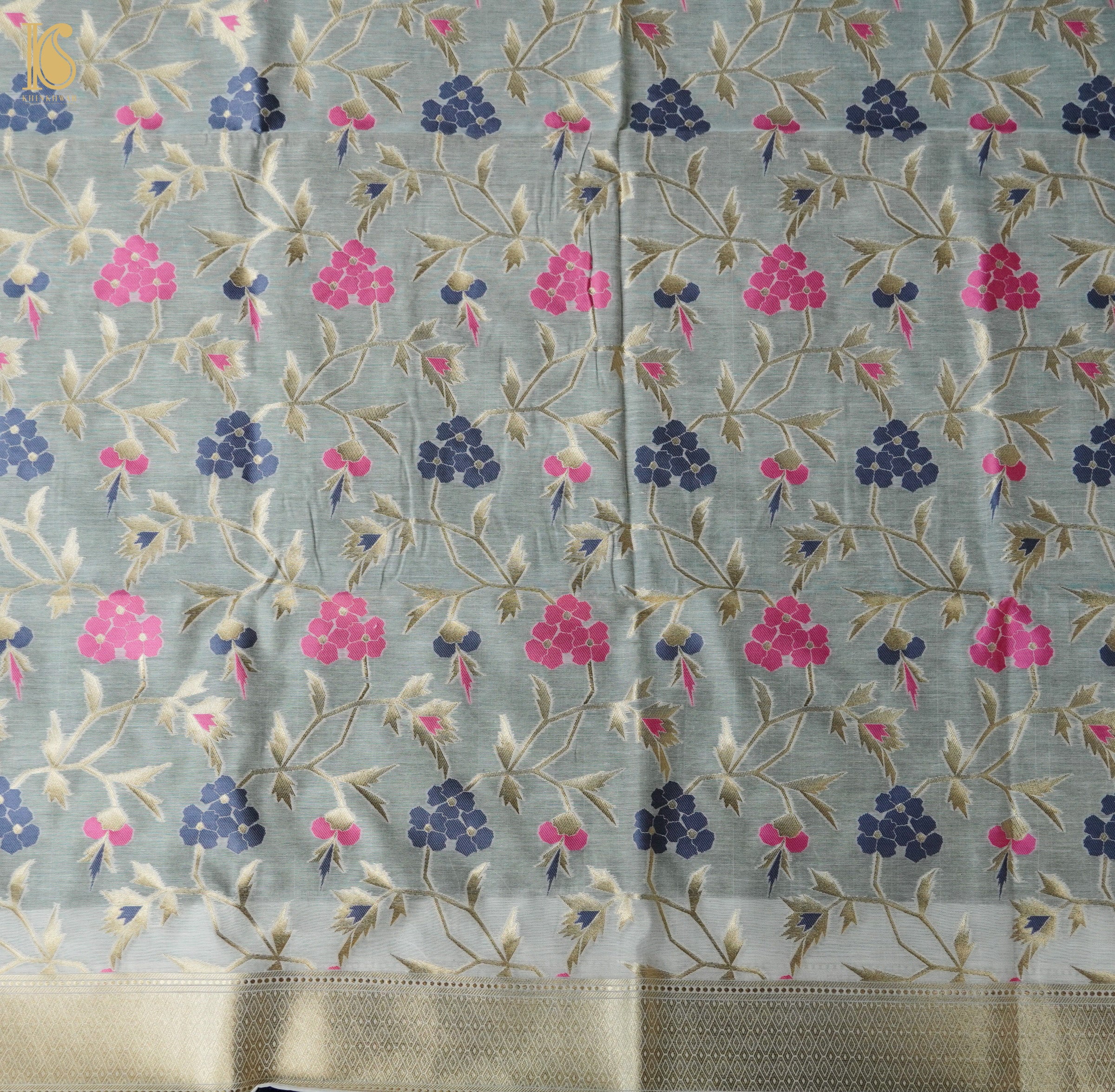 White Cotton Silk Meenakari Banarasi Suit Set - Khinkhwab
