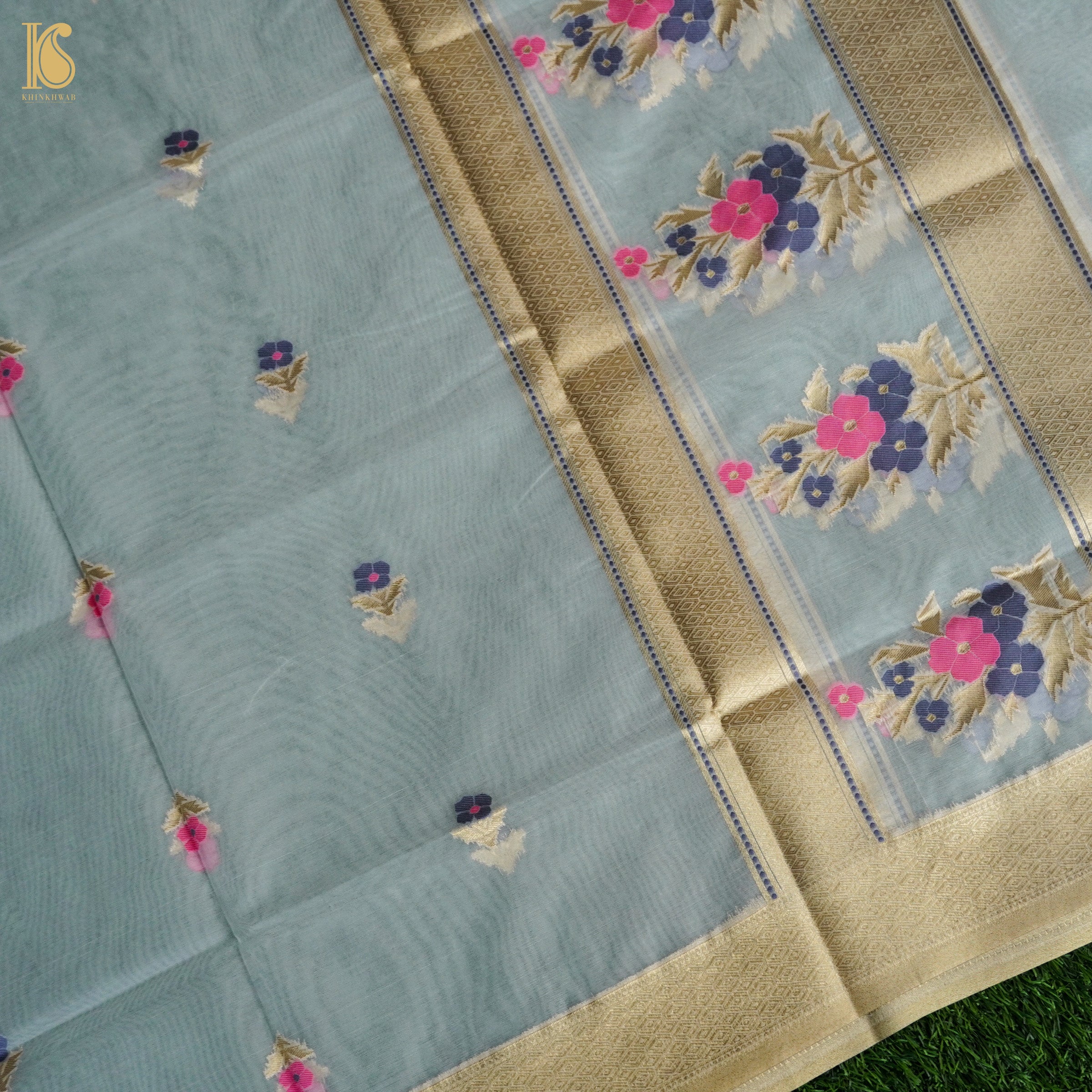 White Cotton Silk Meenakari Banarasi Suit Set - Khinkhwab