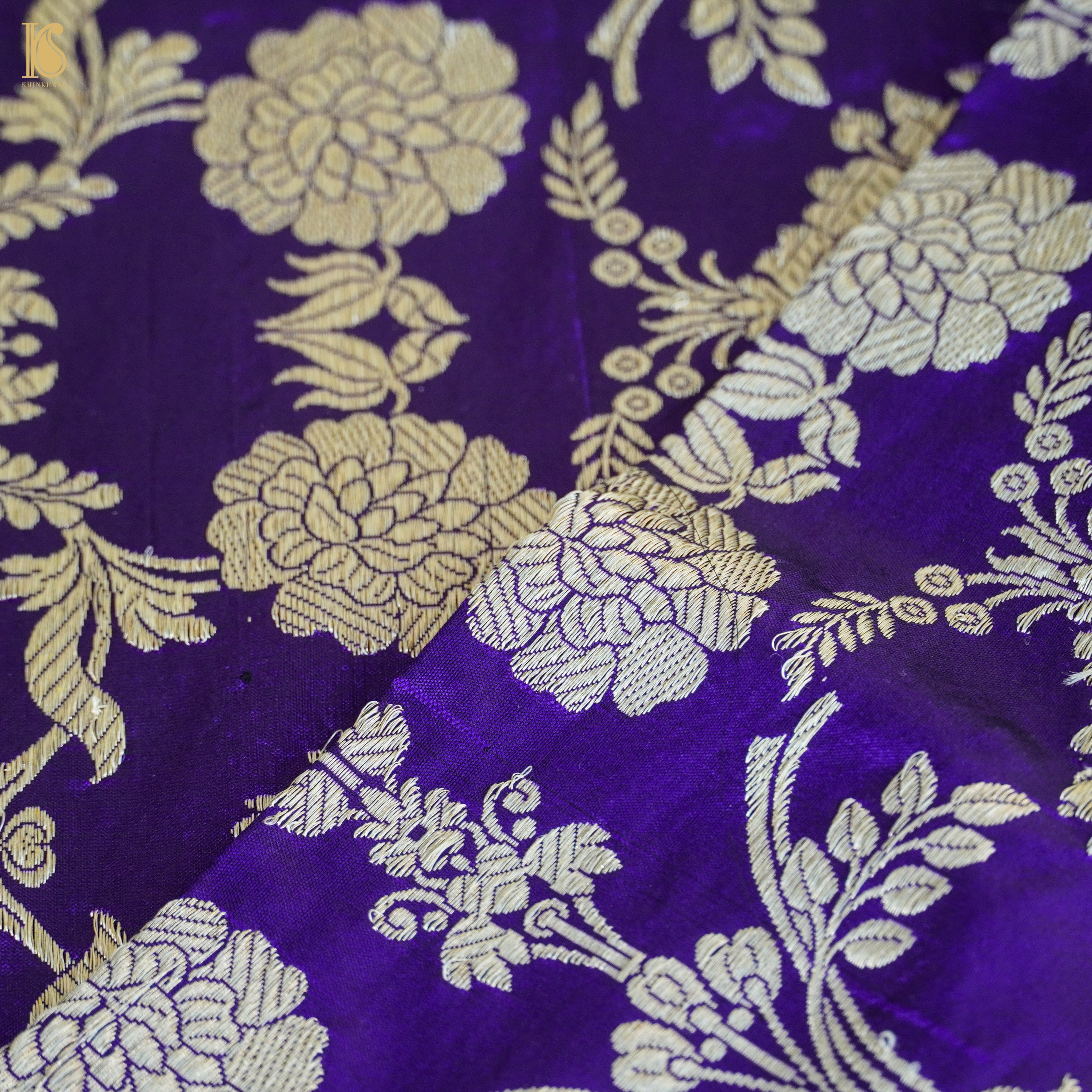 Persian Indigo Handwoven Pure Katan Silk Banarasi Mughal Boota Saree - Khinkhwab