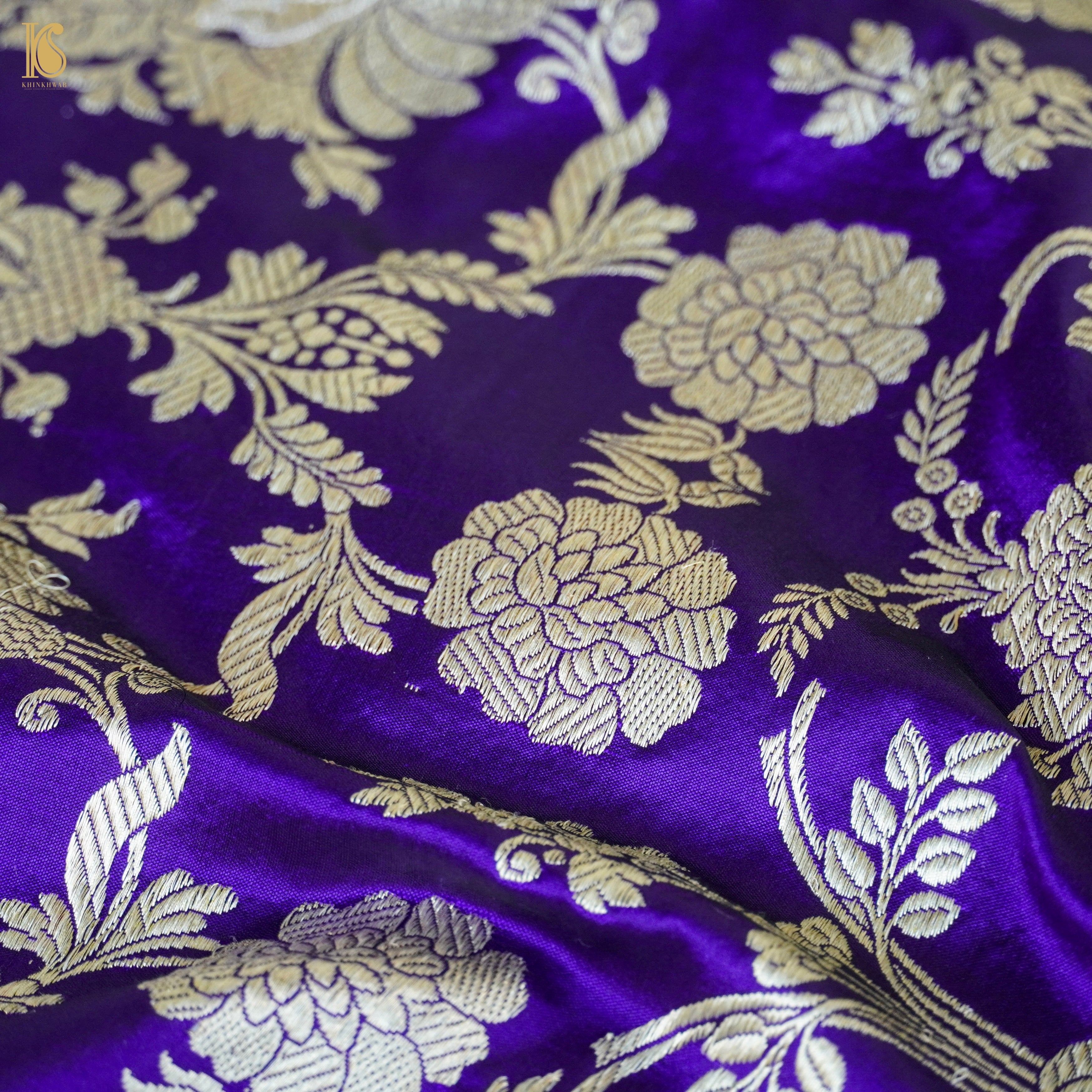 Persian Indigo Handwoven Pure Katan Silk Banarasi Mughal Boota Saree - Khinkhwab