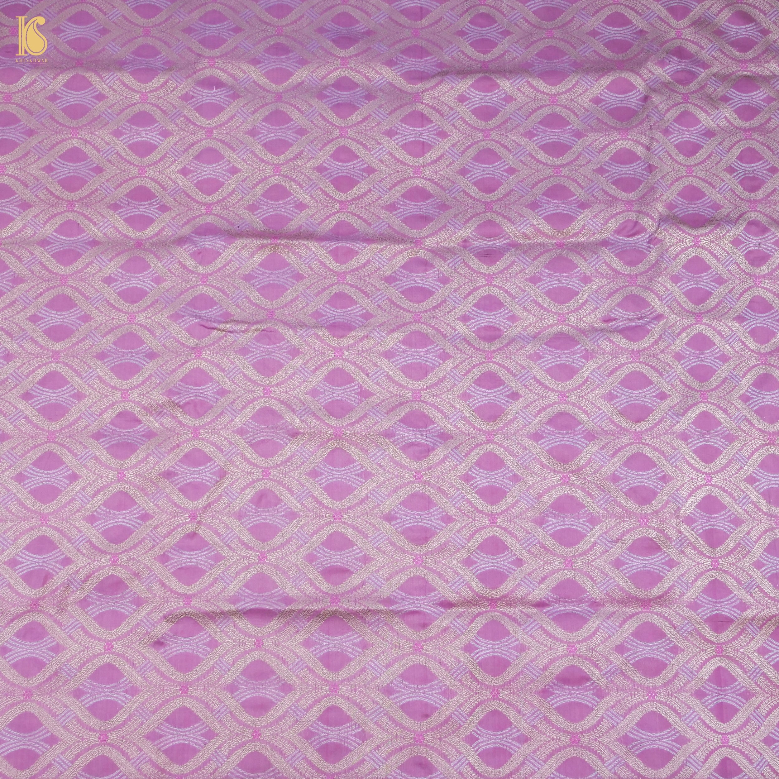 Handloom Violet Pure Brocade Banarasi Fabric - Khinkhwab