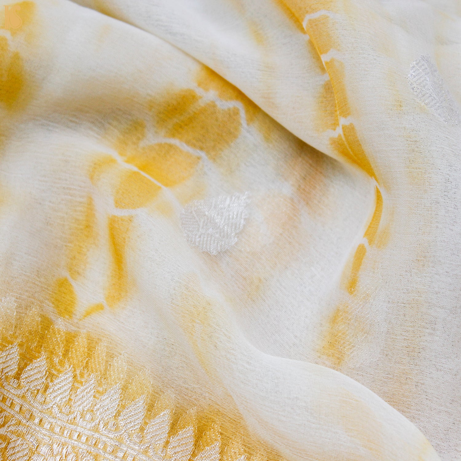 Yellow Pure Georgette Handloom Banarasi Shibori Saree - Khinkhwab