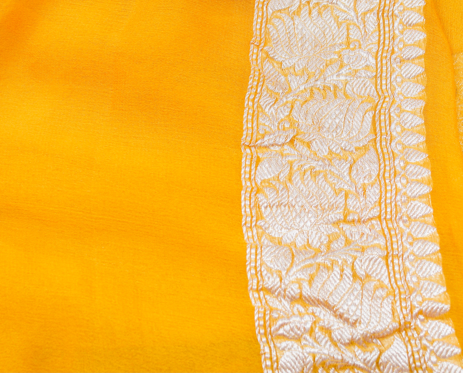 Yellow Pure Georgette Handloom Banarasi Shibori Saree - Khinkhwab