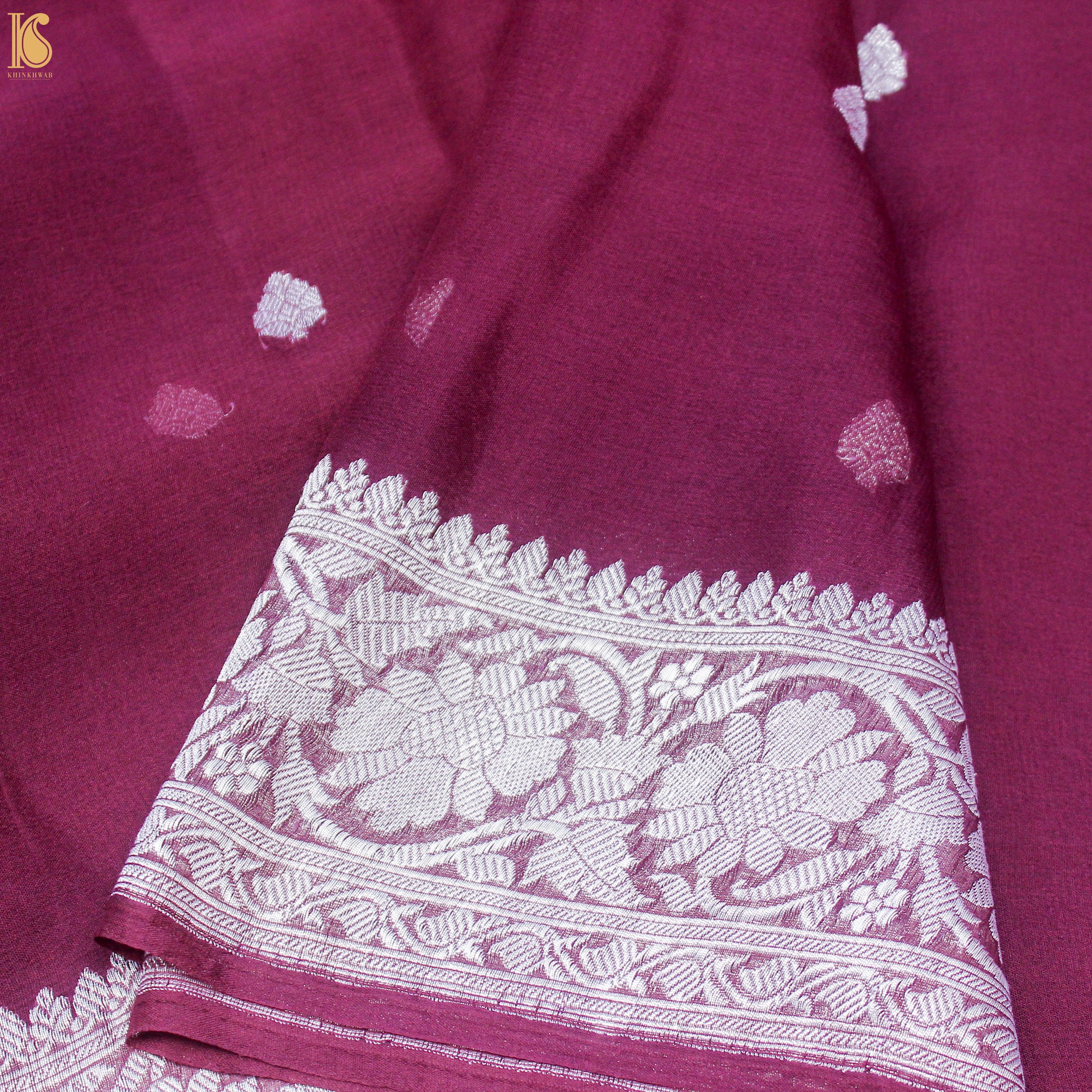 Yellow & Mehroon Pure Georgette Handloom Banarasi Shibori Saree - Khinkhwab
