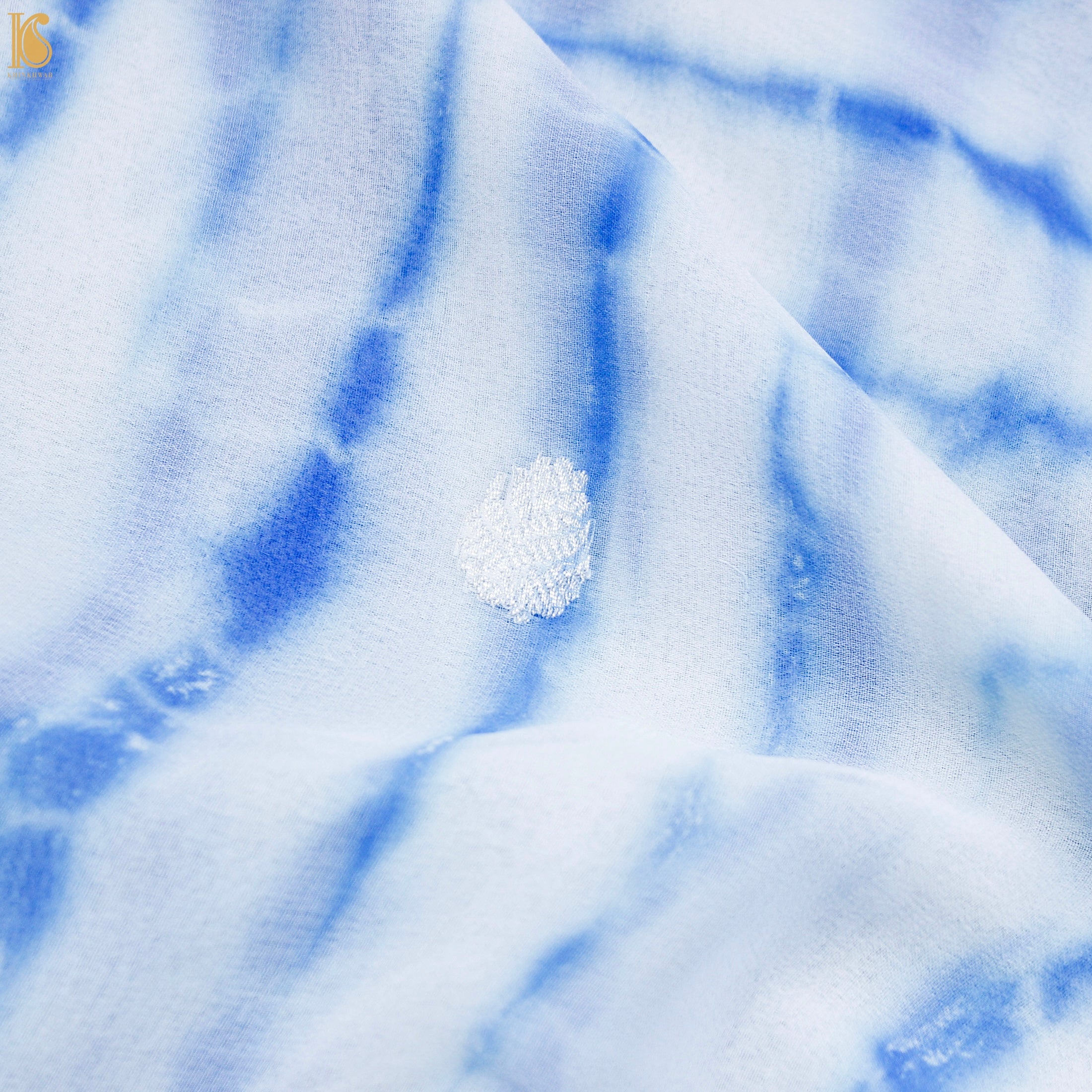 Navy Blue Pure Georgette Handloom Banarasi Shibori Saree - Khinkhwab