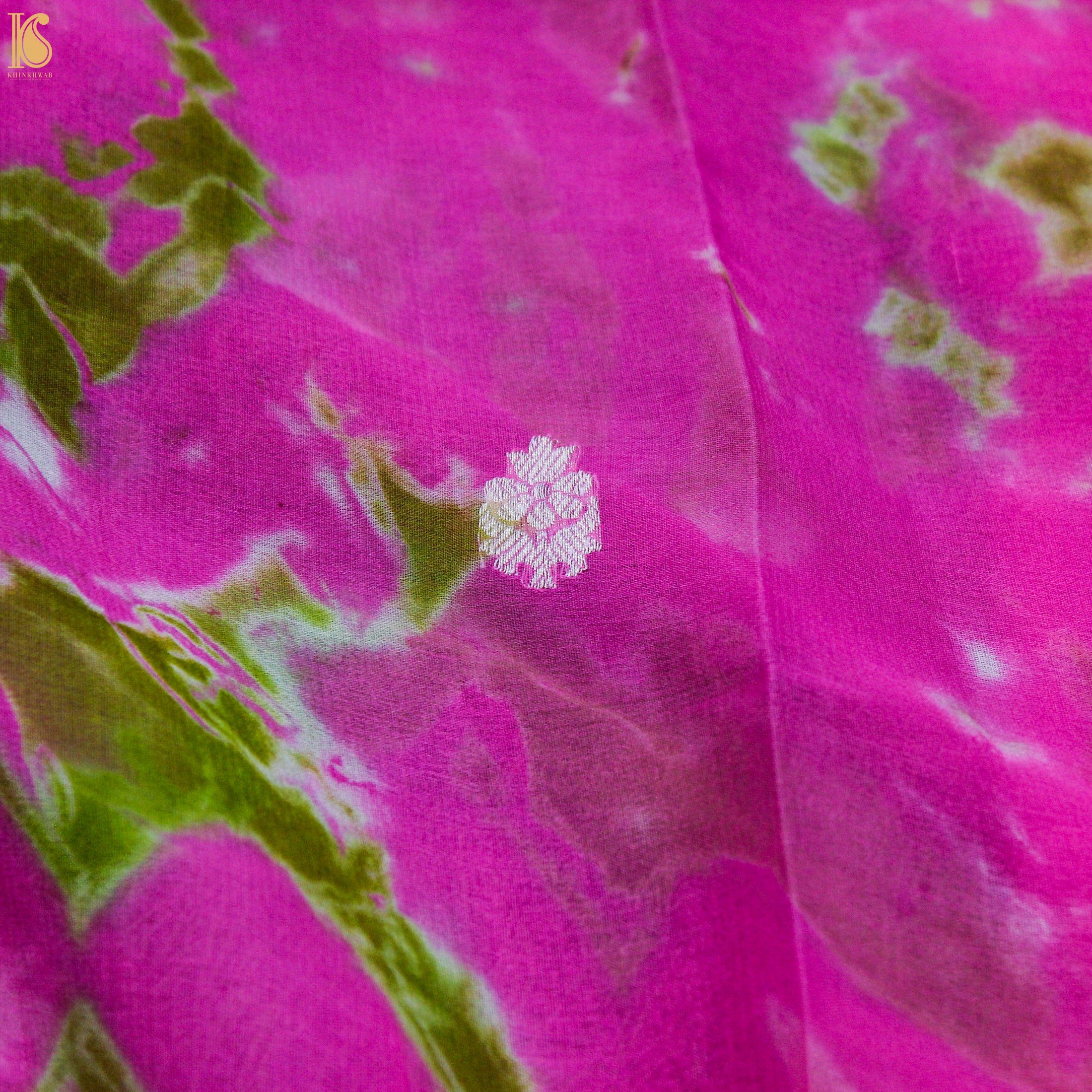 Razzle Dazzle Rose Pure Georgette Handloom Banarasi Shibori Saree - Khinkhwab