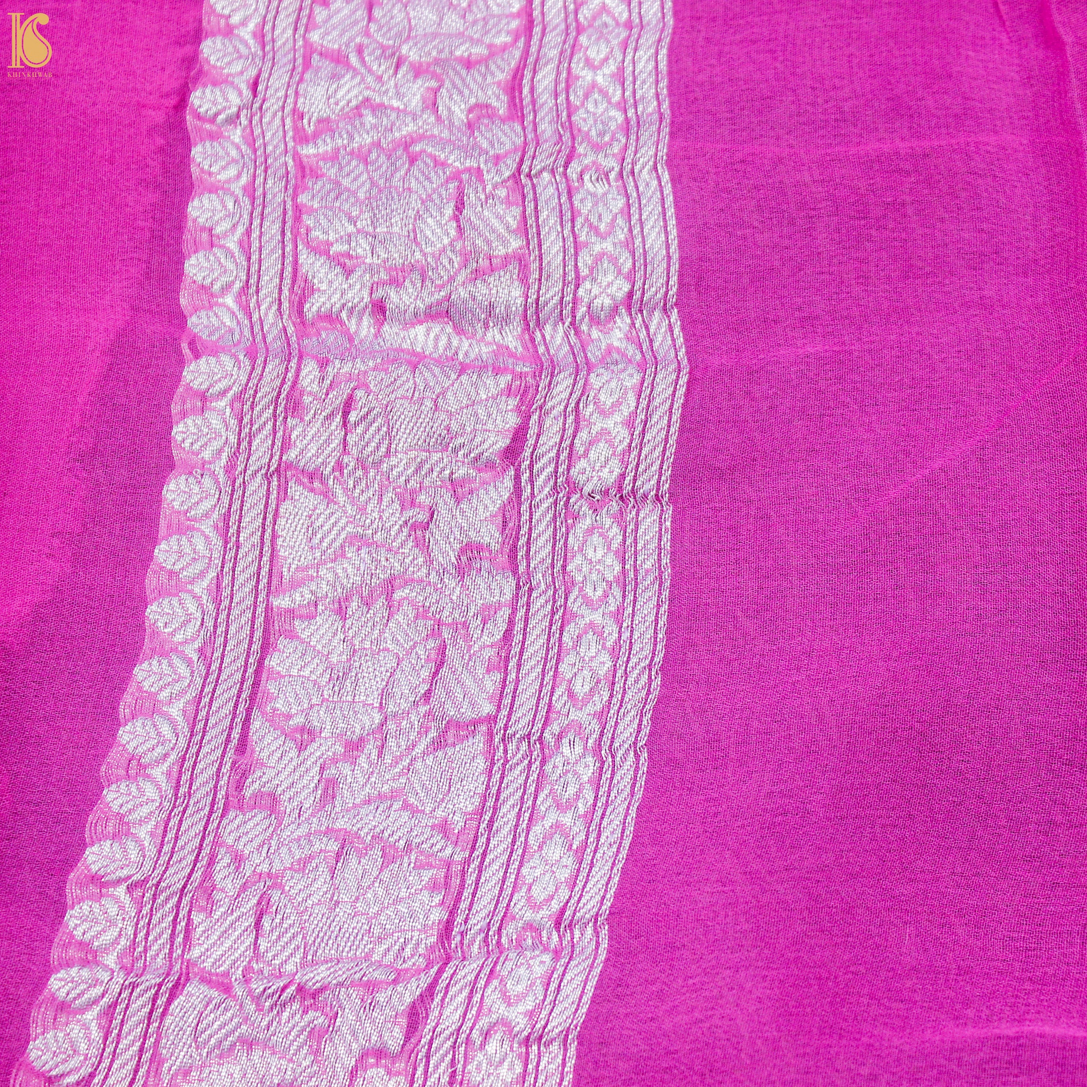 Razzle Dazzle Rose Pure Georgette Handloom Banarasi Shibori Saree - Khinkhwab
