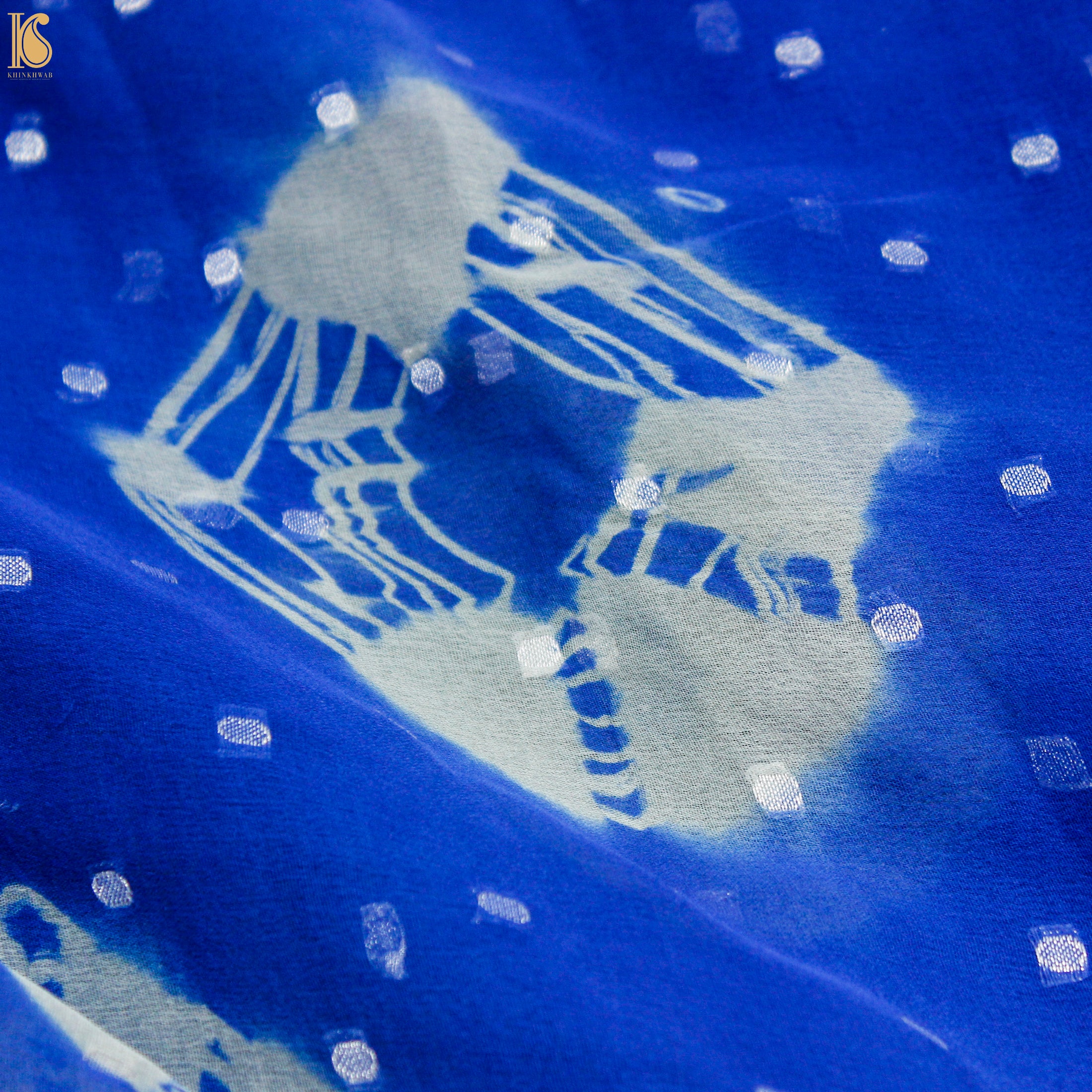 Klein Blue Pure Georgette Handloom Banarasi Shibori Saree - Khinkhwab