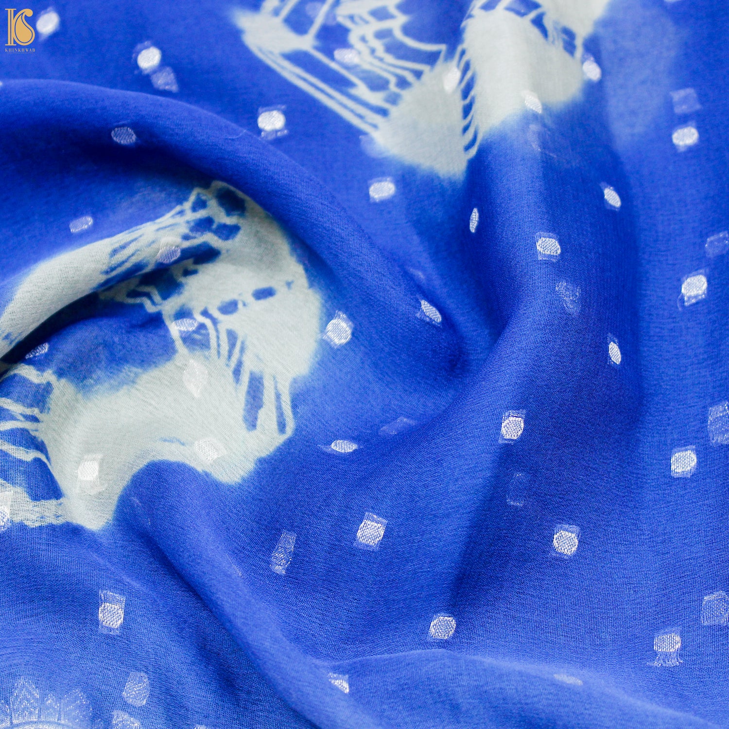 Klein Blue Pure Georgette Handloom Banarasi Shibori Saree - Khinkhwab