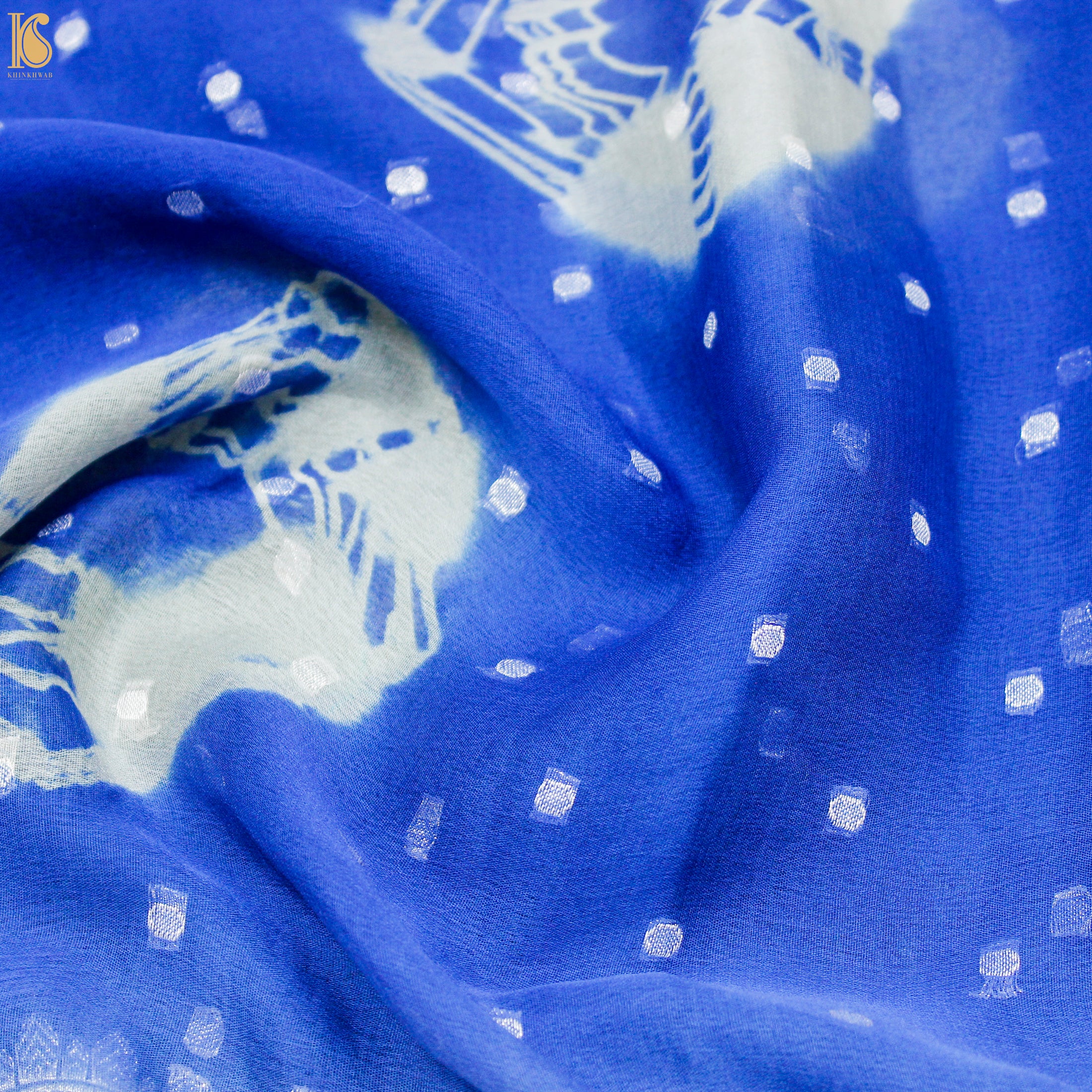 Klein Blue Pure Georgette Handloom Banarasi Shibori Saree - Khinkhwab