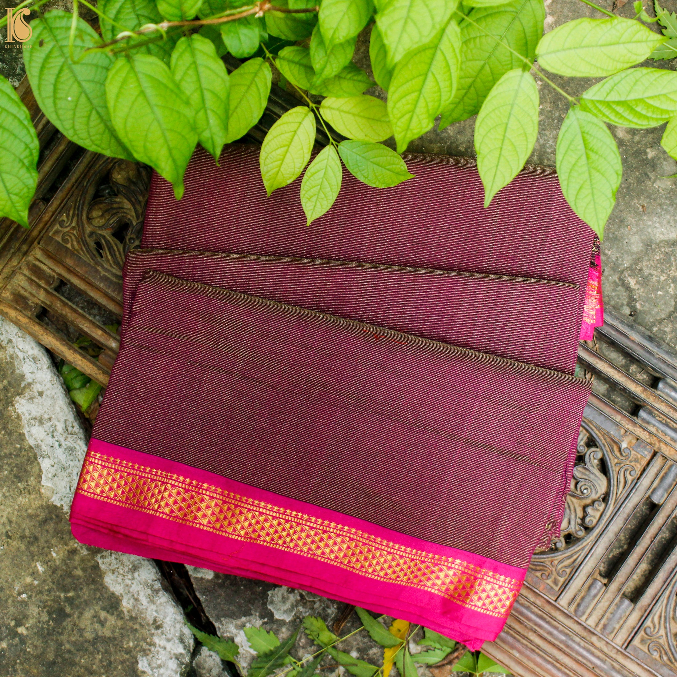 Flirt Purple Pure Cotton Tissue Handwoven Paithani Tree Saree - Khinkhwab
