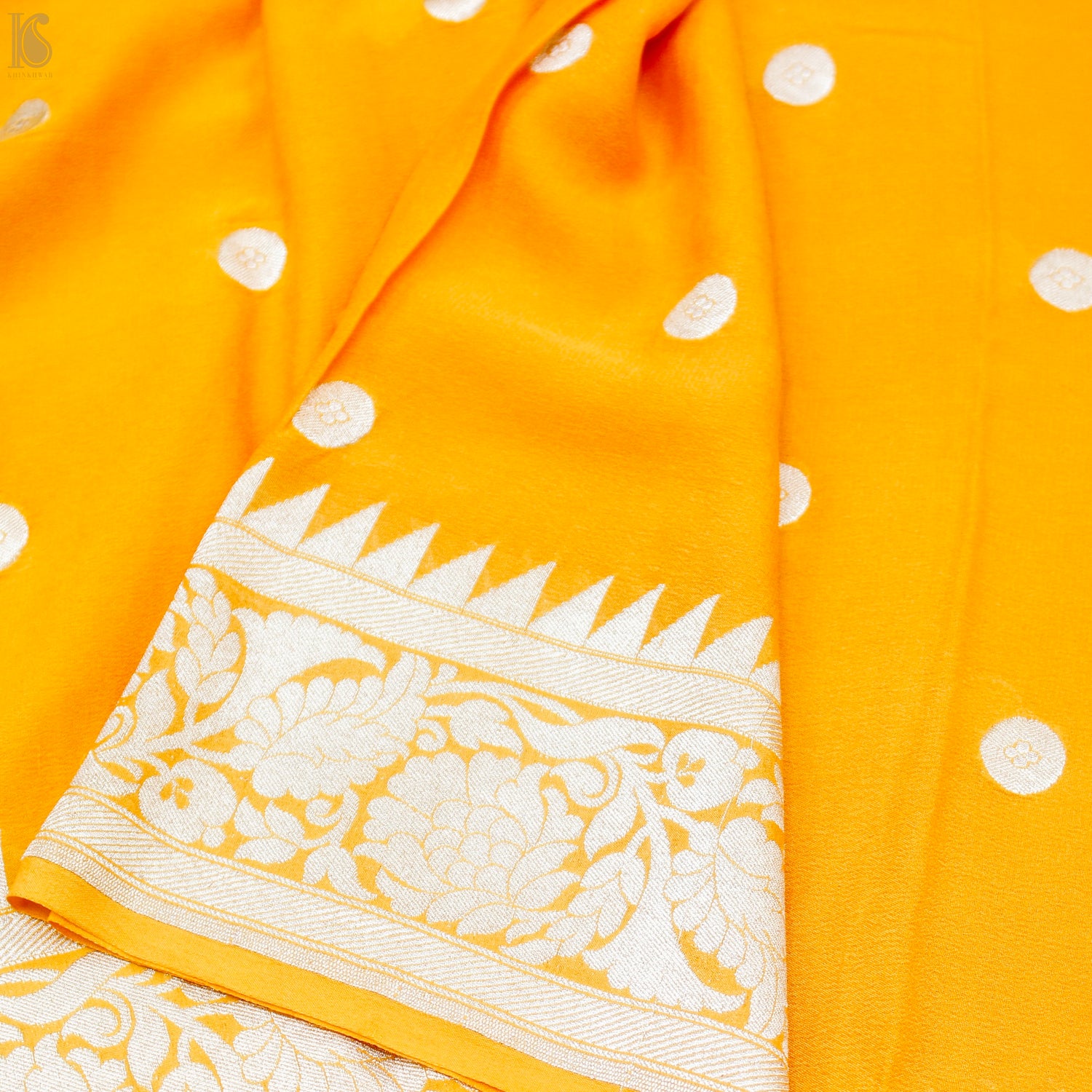 Orange Pure Georgette Handloom Banarasi Ashrafi Boota Saree - Khinkhwab