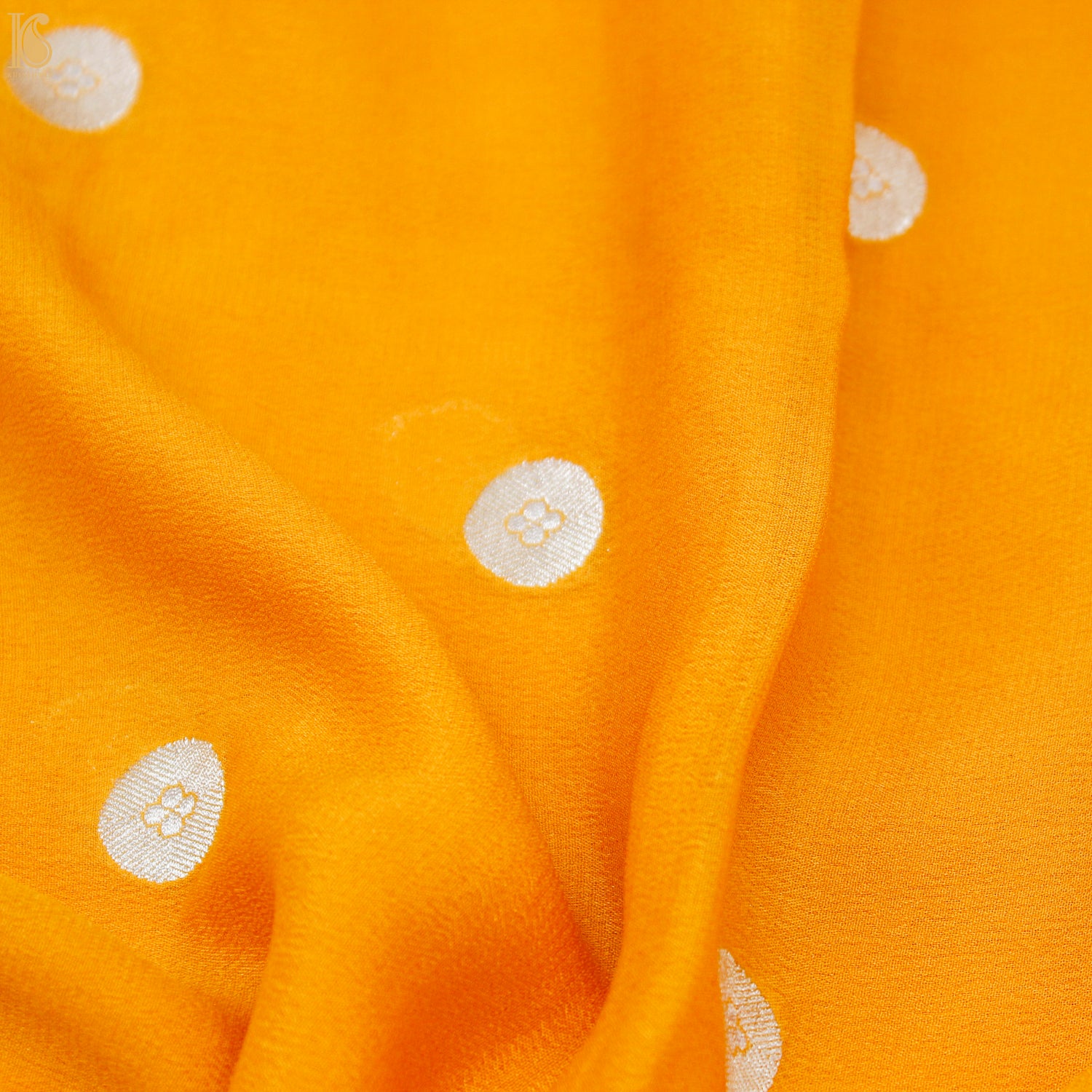 Orange Pure Georgette Handloom Banarasi Ashrafi Boota Saree - Khinkhwab