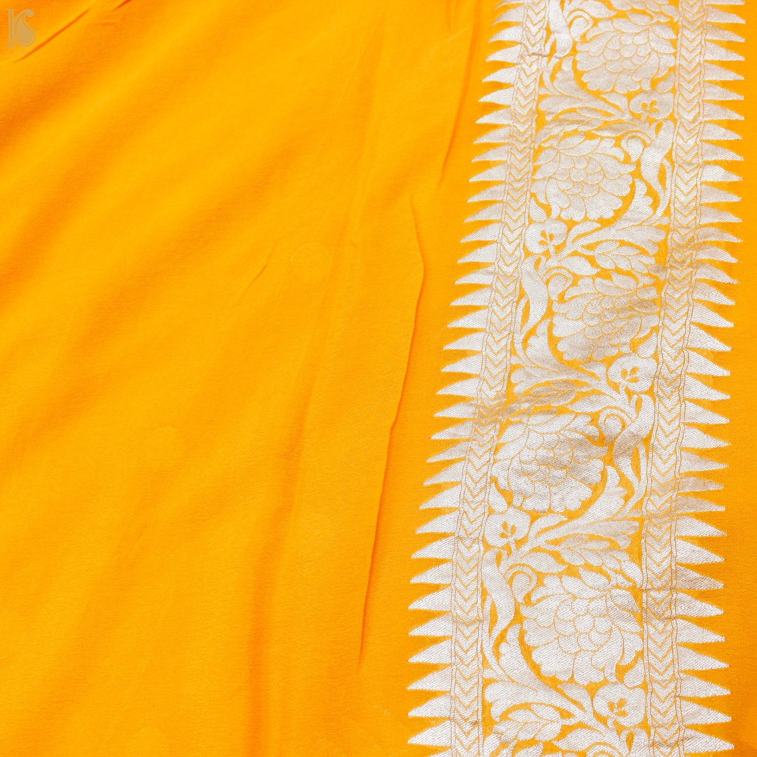 Orange Pure Georgette Handloom Banarasi Ashrafi Boota Saree - Khinkhwab